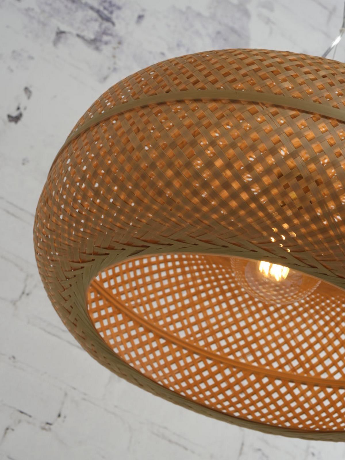 Függőlámpa Palawan/h1/n - krómszínű/barna, Design, műanyag/természetes anyagok (63/378cm) - Good & Mojo