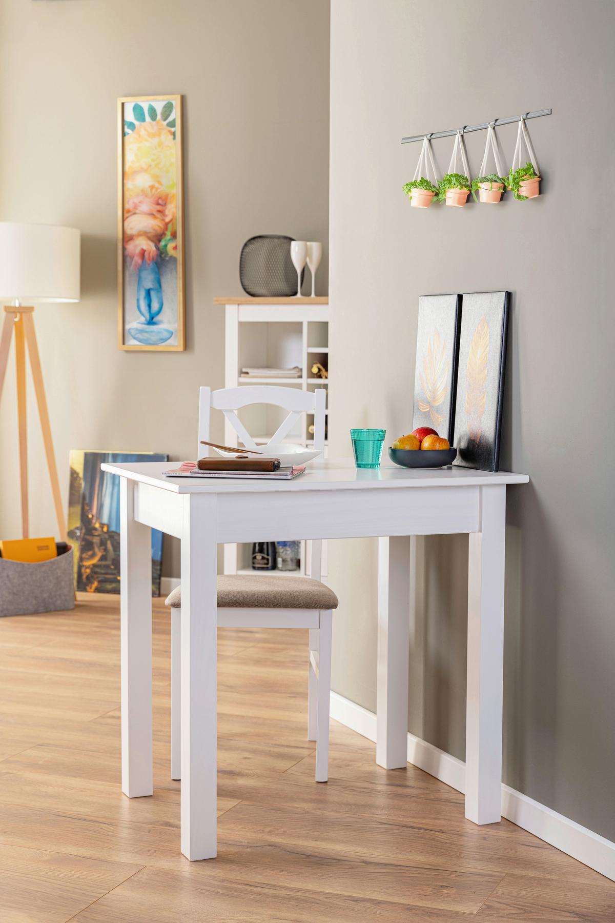 Esstisch Chilly Home ca. 60x76x80 cm Weiß - Weiß, KONVENTIONELL, Holz (60/76/80cm) - MID.YOU