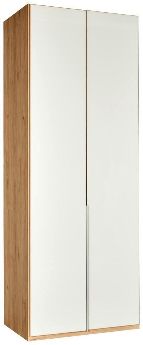 Drehtürenschrank in Weissglas - Weiss/Eichefarben, Konventionell, Holzwerkstoff/Metall (90/236/58cm) - Premium Living