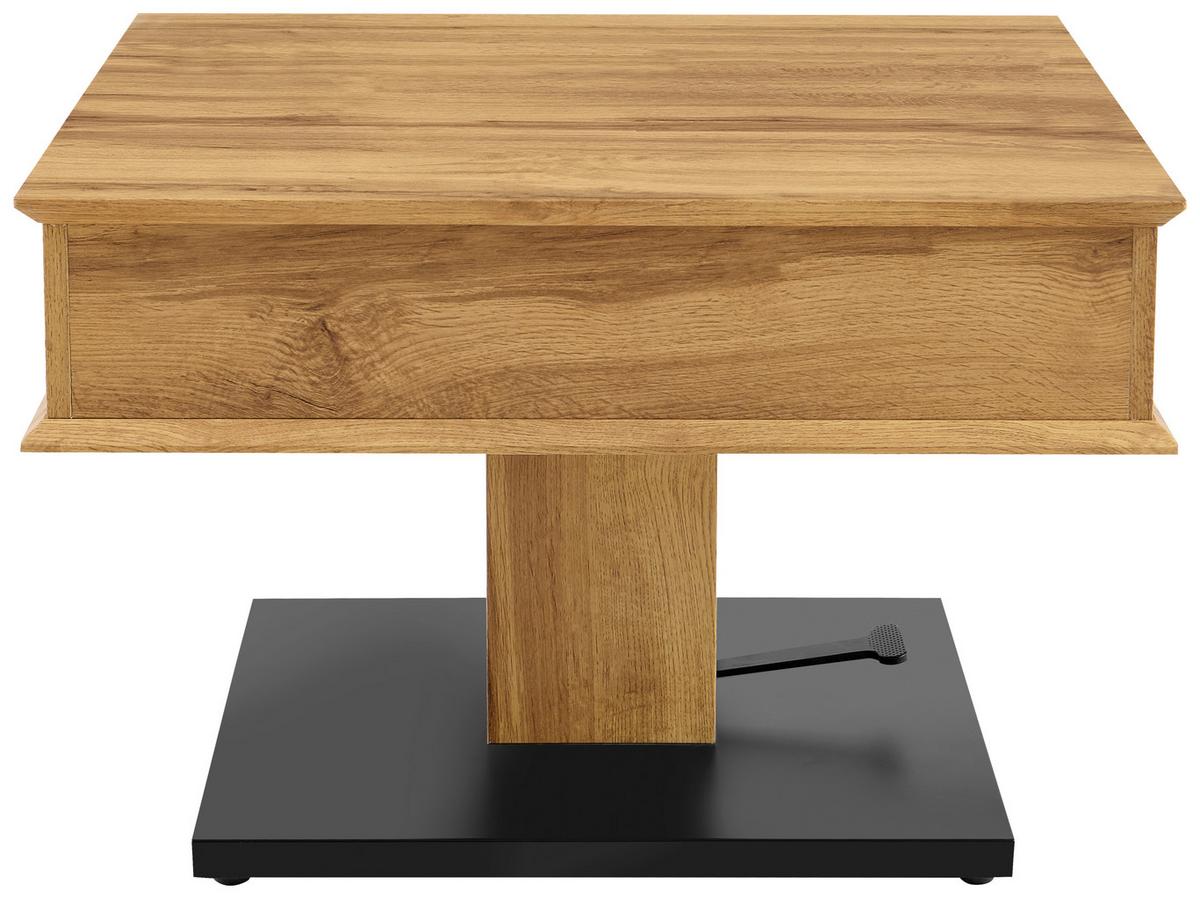 STOLIK KAWOWY RAJANA - kolor dębowy/czarny, Design, materiał drewnopochodny/metal (70/70/46,5-66cm) - Carryhome