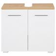 Waschbeckenunterschrank in Weiß/Eichefarben - Eichefarben/Alufarben, MODERN, Holzwerkstoff/Kunststoff (65/58/32cm) Waschbeckenunterschrank in Weiß/Eichefarben - Eichefarben/Alufarben, MODERN, Holzwerkstoff/Kunststoff (65/58/32cm)