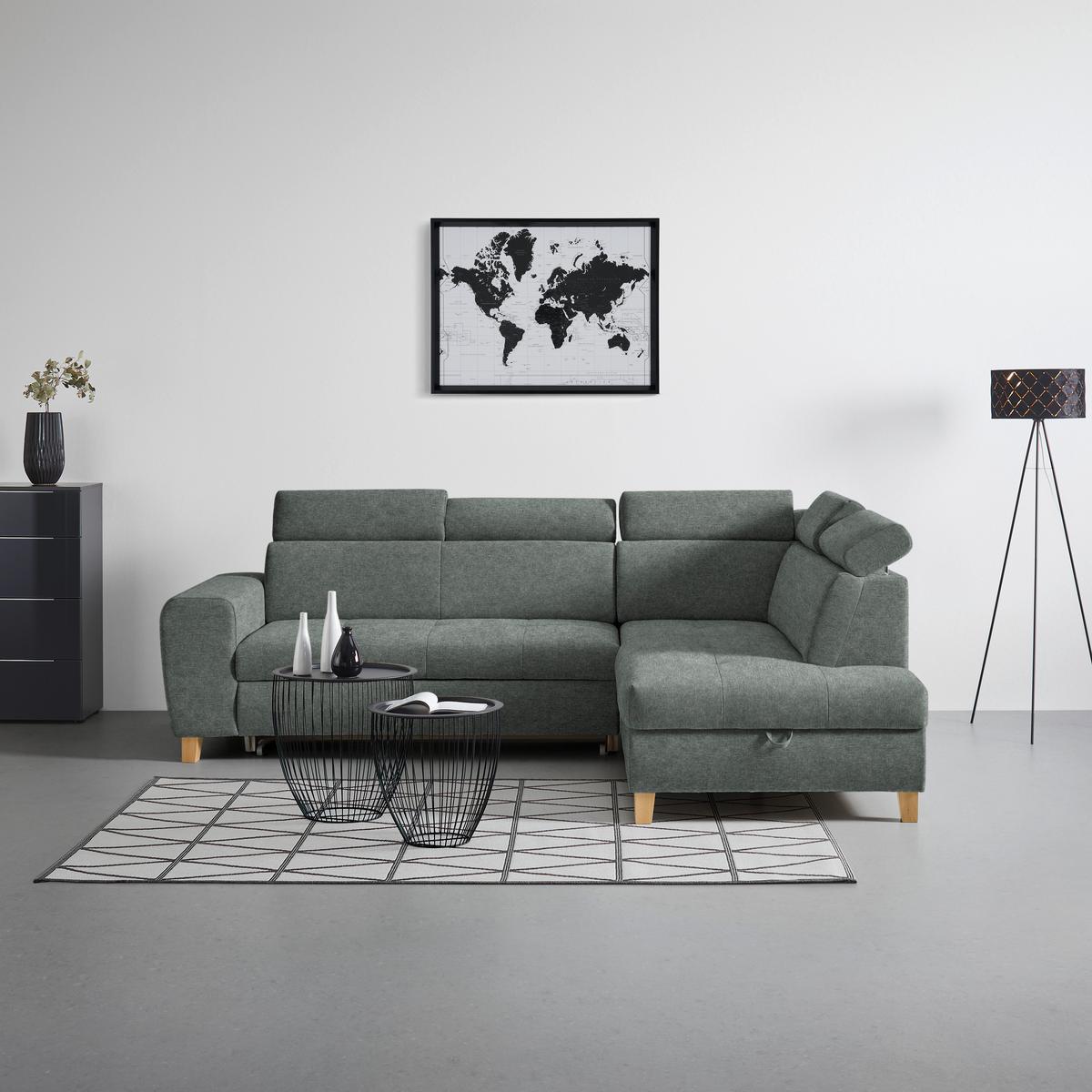 Ecksofa Lugo Graublau - Graublau, MODERN, Holz/Kunststoff (266/98/205cm) - Mömax