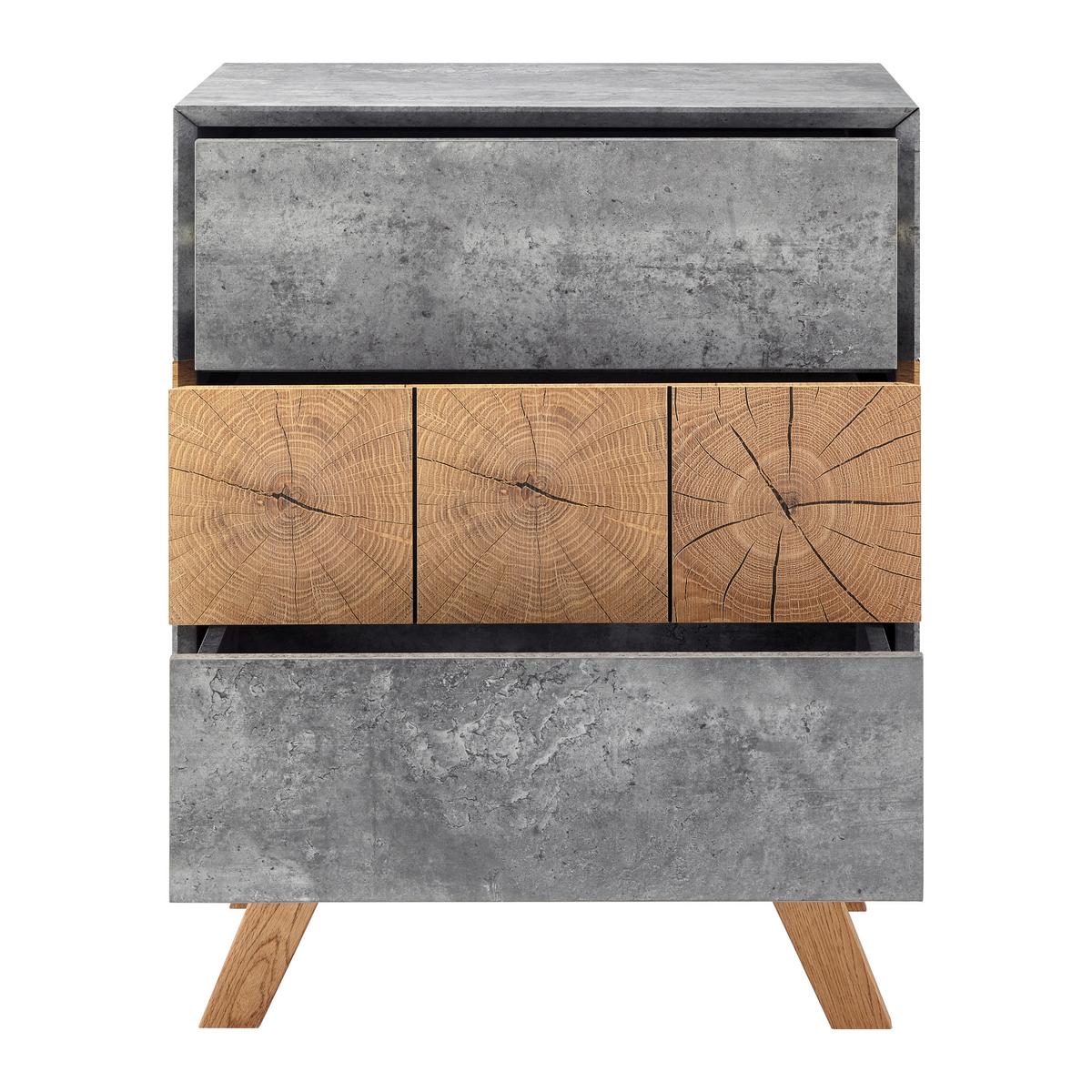 Éjjeliszekrény Casper - tölgyfa/szürke, Modern, fa (60/75/40cm) - Bessagi Home