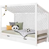 Postelja Soccer, 90x200cm, 1x Letveno Dno, 1x Vzmetnica - bela/naravne barve, Moderno, tekstil/les (90/200cm) - MID.YOU