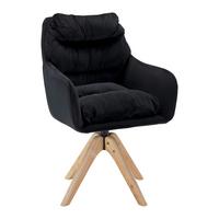 Armlehnstuhl Juana Schwarz Samt Drehbar Gepolstert - Schwarz/Naturfarben, MODERN, Holz/Textil (61/93/65cm) - Bessagi Home