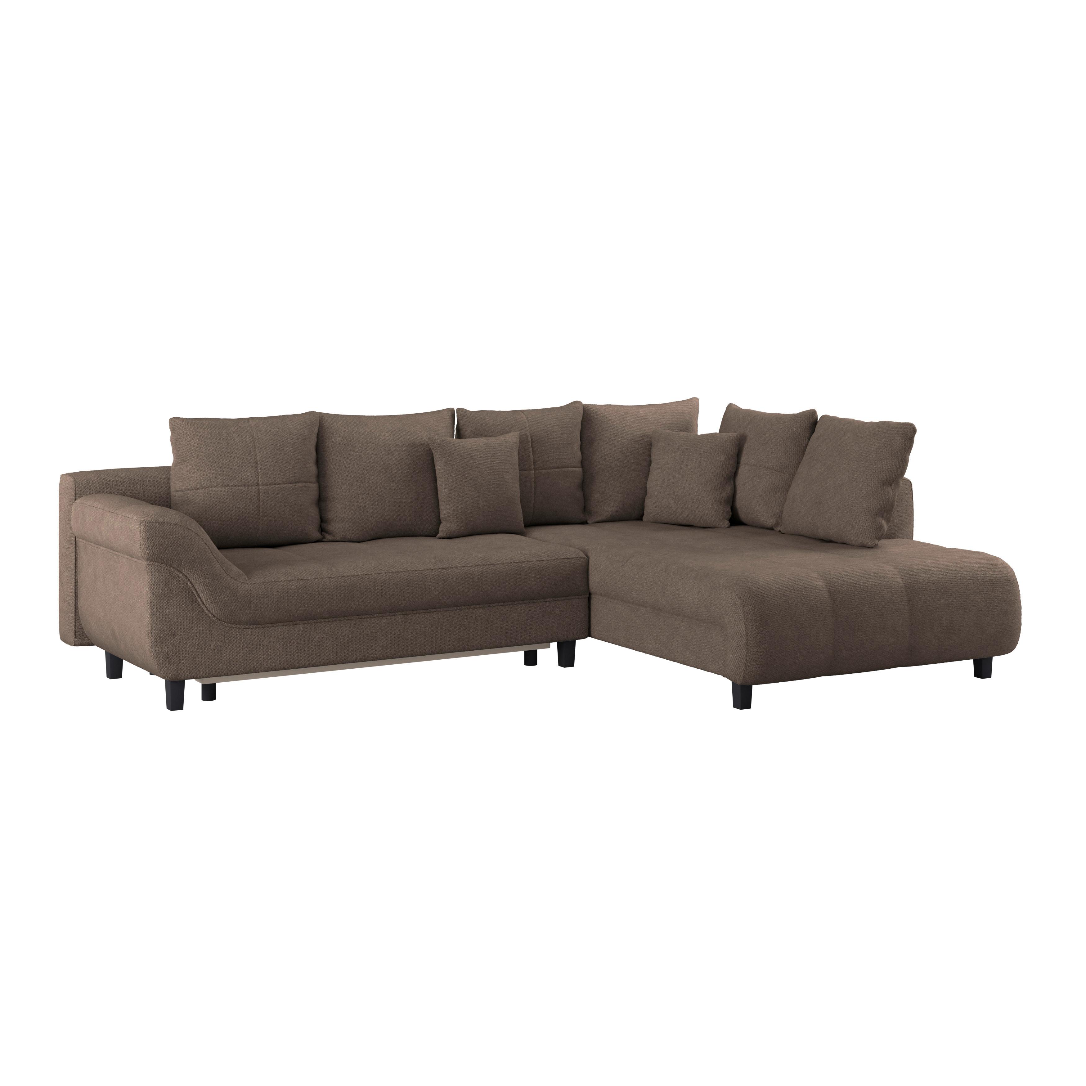 Kutna Garnitura Mendoza - tamno smeđa/siva, Design, tekstil/drvo (309/197cm) - Modern Living