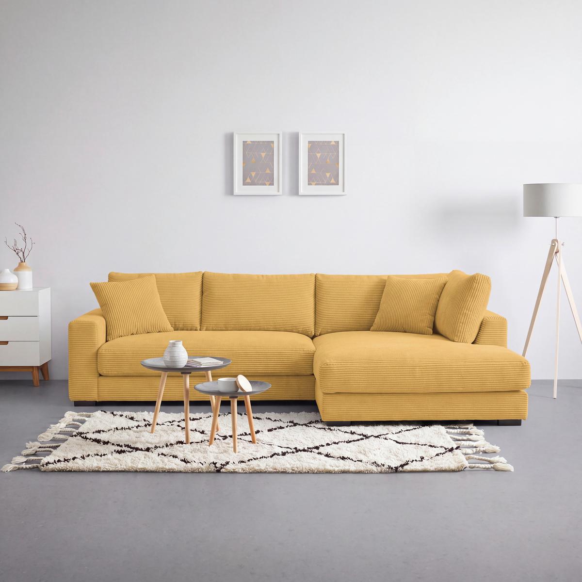 Ecksofa Pedro Senfgelb - Senfgelb/Schwarz, MODERN, Kunststoff/Textil (300/190cm) - Mömax