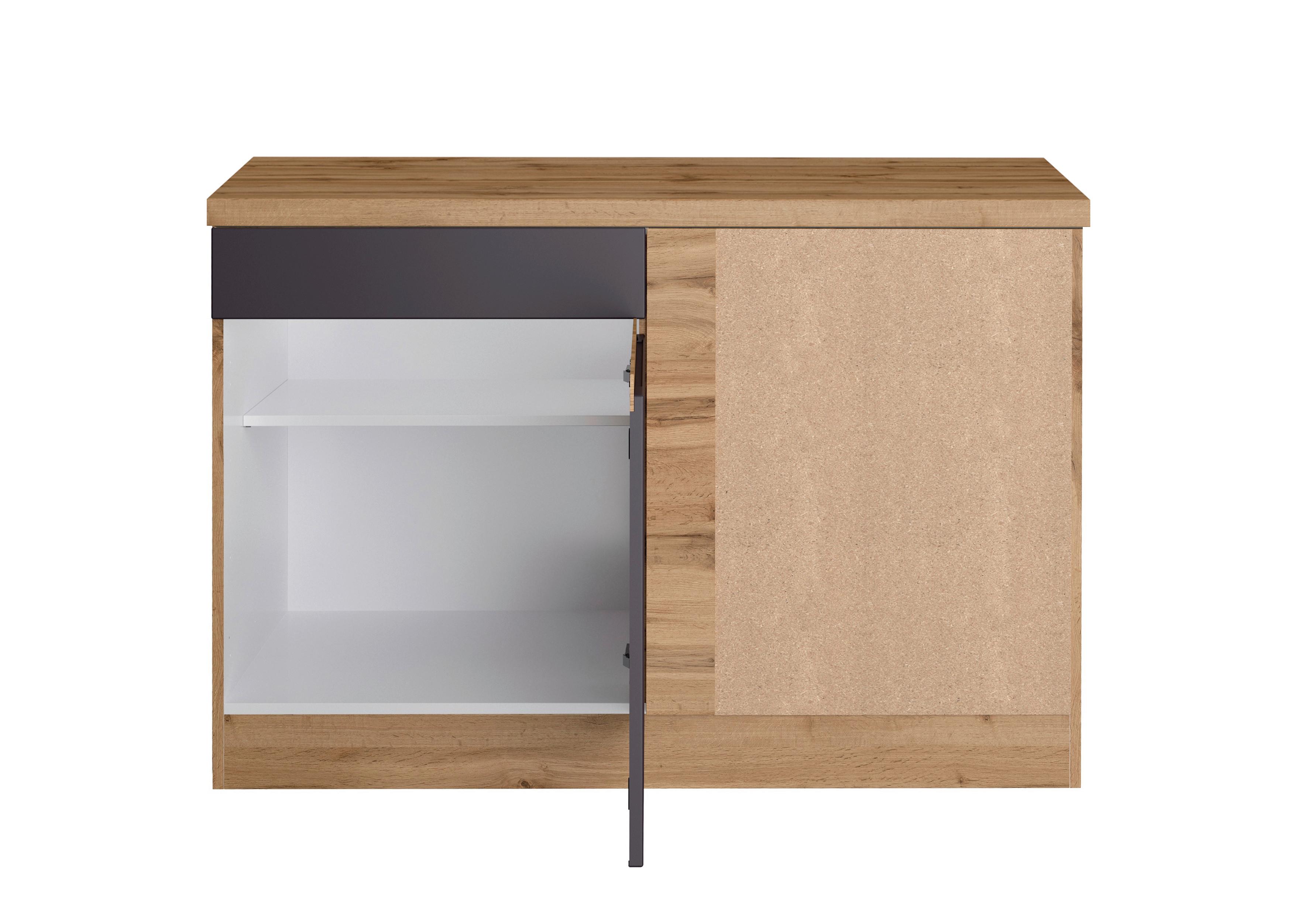 Eckunterschrank Turin ca. 120x86 cm Grau/Eiche - Eiche Wotan/Grau, Design, Holzwerkstoff (120/86/60cm) - Held