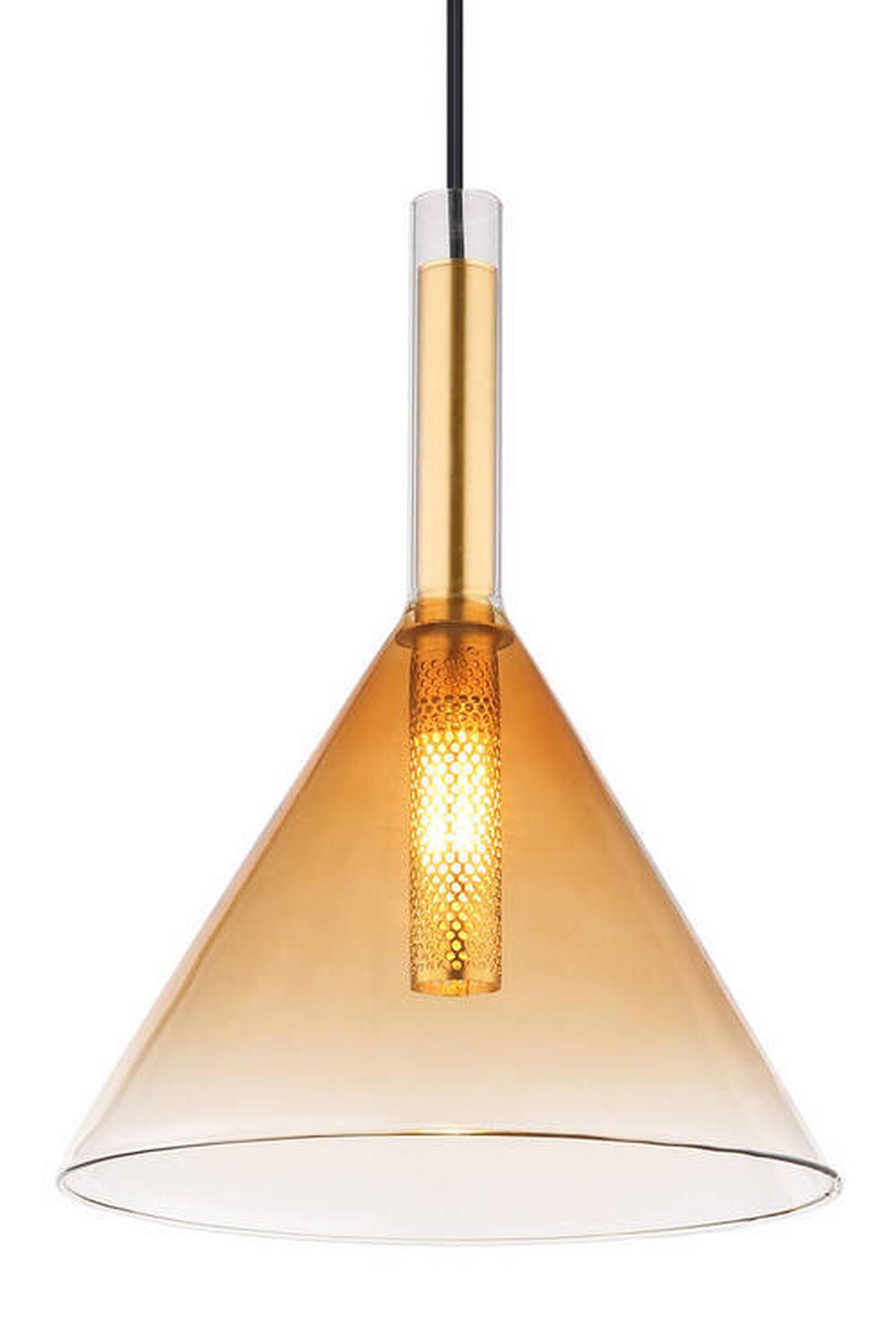 HÄNGELEUCHTE 16044H - Klar/Messingfarben, Konventionell, Glas/Metall (20/120cm) - Globo