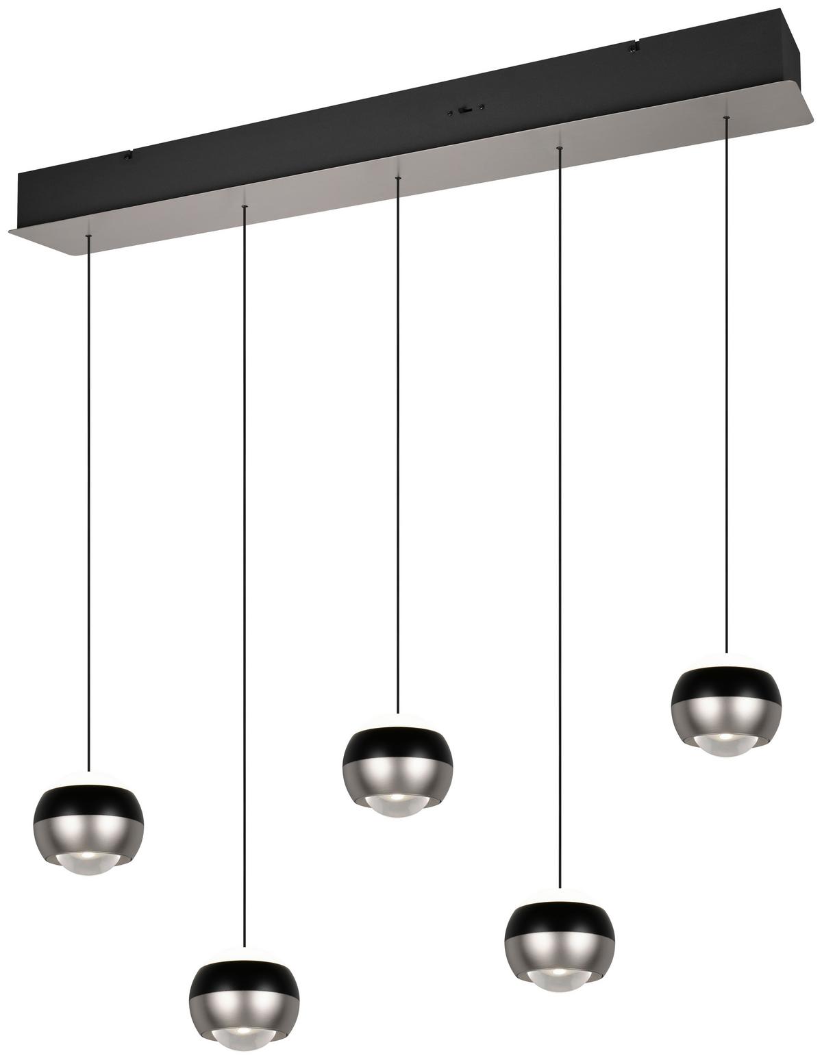 LED-Hängeleuchte Orbit Schwarz/Nickelfarben max. 8 W - Schwarz/Nickelfarben, Design, Metall (100/10,5/200cm) - Trio Leuchten