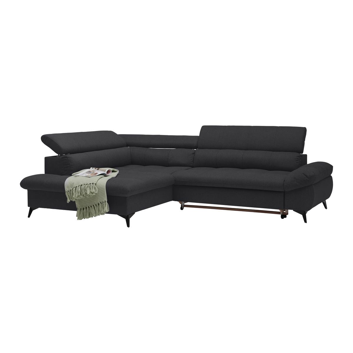 Wohnlandschaft Alberto Schwarz - Schwarz, MODERN, Textil/Metall (201/296cm) - Mömax