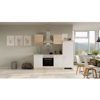 Küchenblock Samoa Weiß/Eichefarben mit Geräten - Alufarben/Weiß, MODERN, Holzwerkstoff/Kunststoff (220cm) - FlexWell