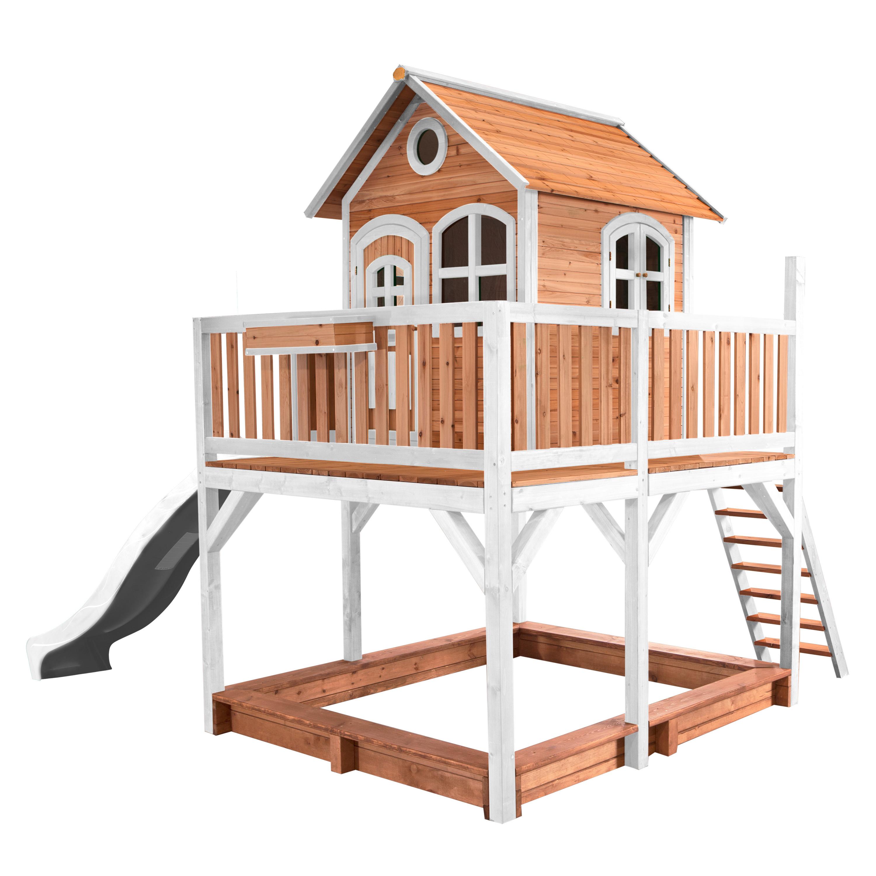 Spielturm Liam aus Zedernholz - Braun/Weiß, Basics, Holz (613/291/277cm) - Ambia Garden