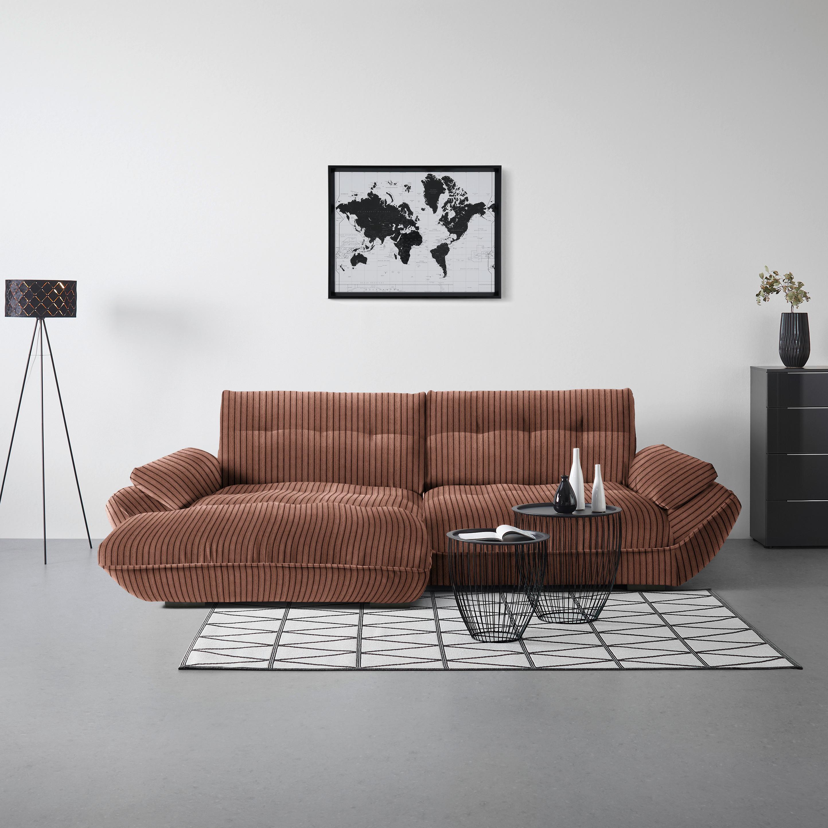 Wohnlandschaft Vivo Karamell - Karamell/Schwarz, MODERN, Kunststoff/Textil (179/63/317cm) - Premium Living