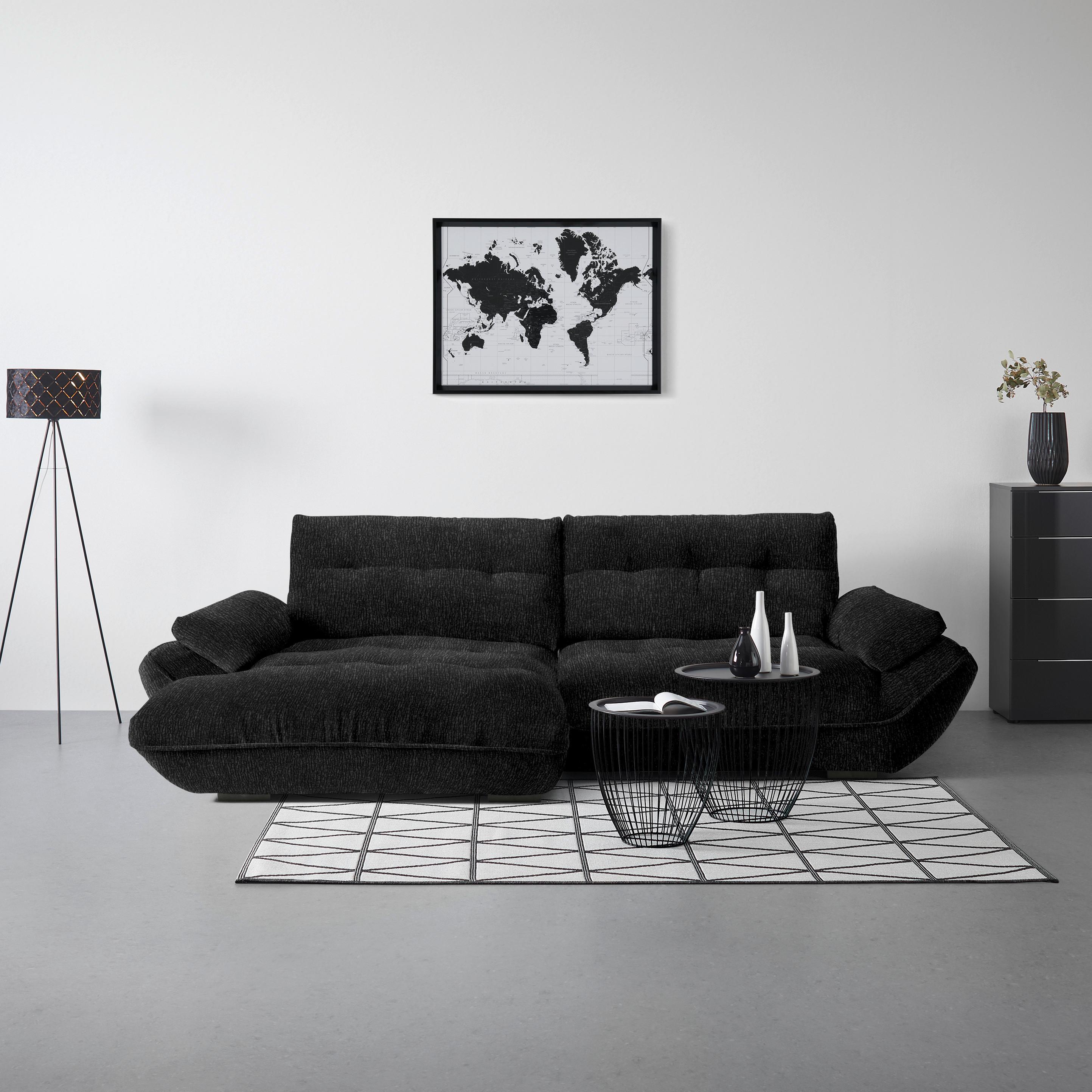 Wohnlandschaft Vivo Schwarz - Schwarz, MODERN, Kunststoff/Textil (179/63/317cm) - Premium Living