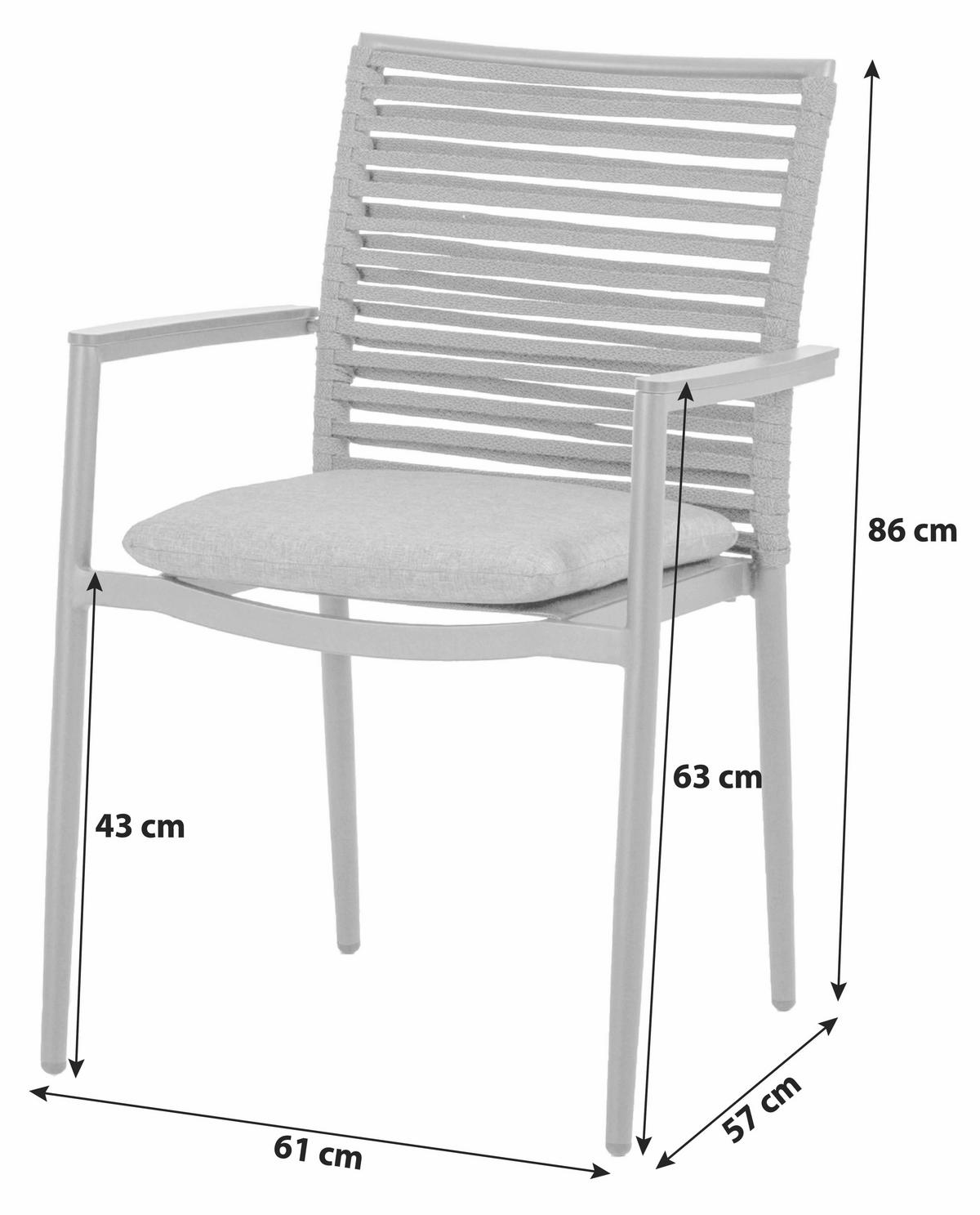 Gartensessel-Set 6-tlg. stapelbar New Jersey Metall - Dunkelgrau/Anthrazit, Basics, Holzwerkstoff/Kunststoff (61/57/86cm) - Acamp