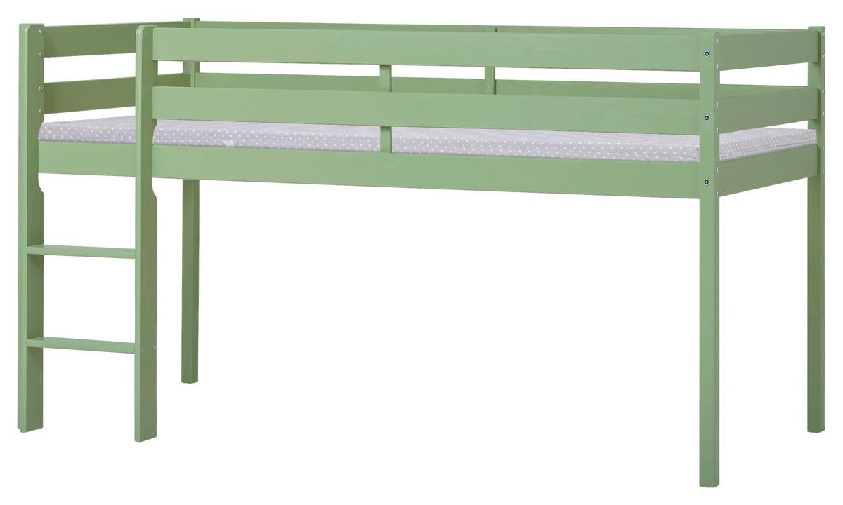 Hochbett ECO COMFORT Grün ca. 90x200 cm - Naturfarben/Grün, MODERN, Holz (90/200cm) - MID.YOU