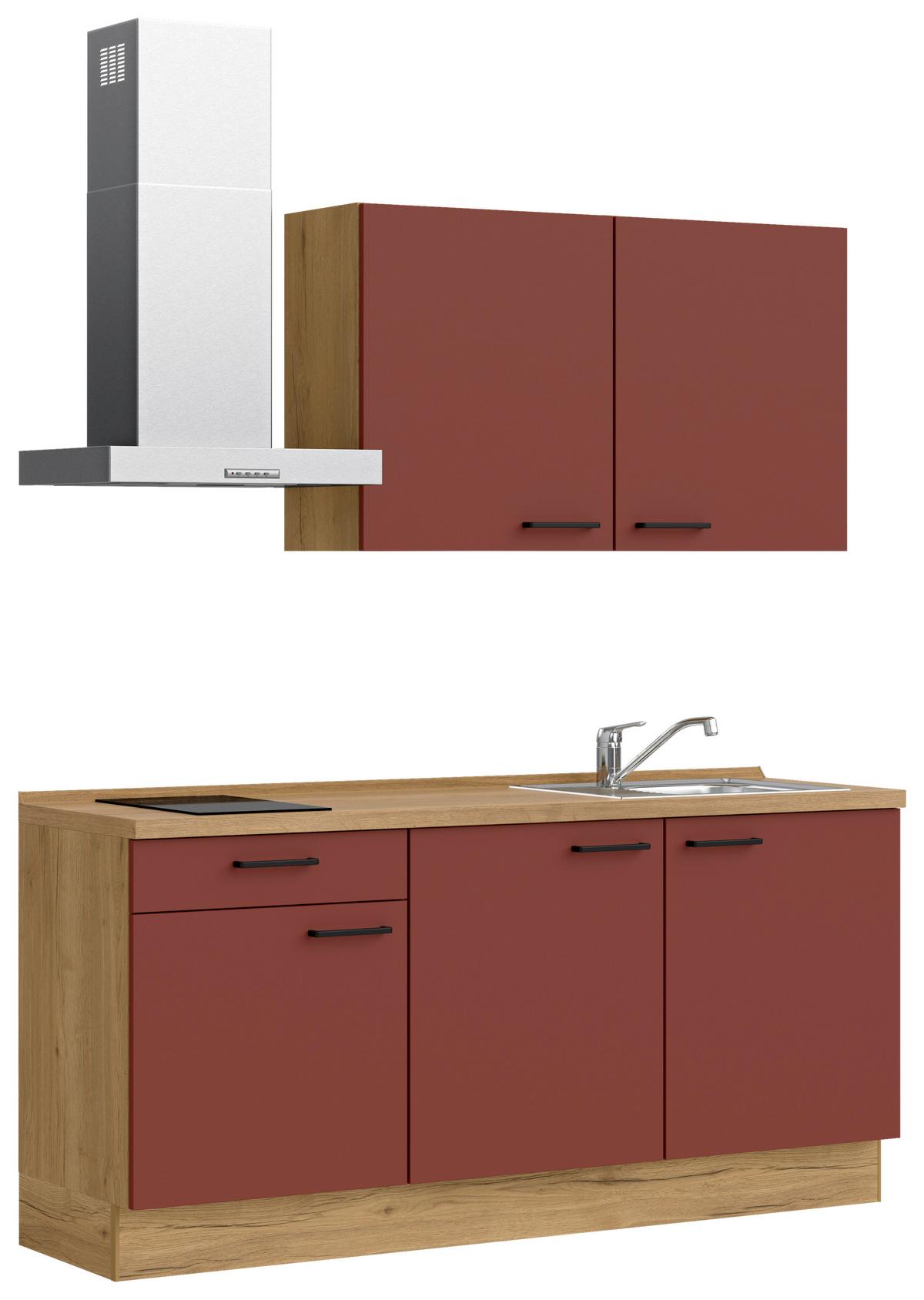 Küchenleerblock Easytouch Low o. Geräte Rot - Eichefarben/Rot, MODERN, Holzwerkstoff/Metall (180cm) - Nobilia