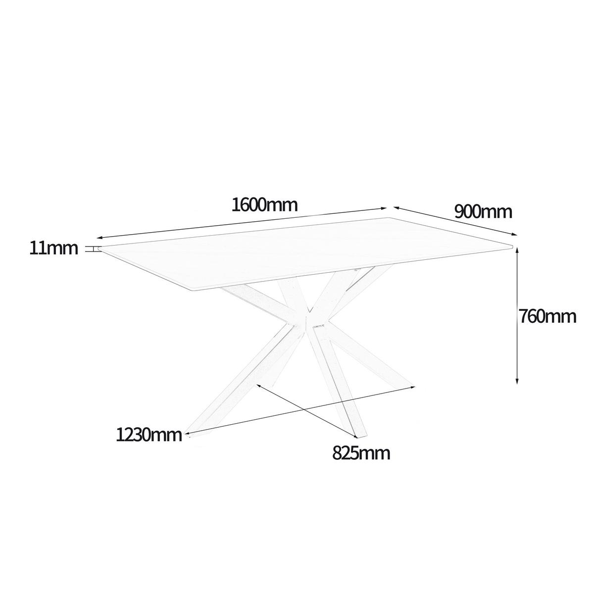 Jedilna miza Romana, 160x70cm - črna/bela, Moderno, kovina/keramika (160/90/76cm) - MID.YOU