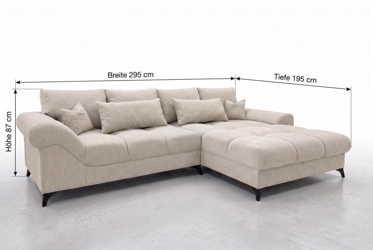 Ecksofa Noah Beige - Beige/Schwarz, MODERN, Holzwerkstoff/Kunststoff (295/195cm) - Based