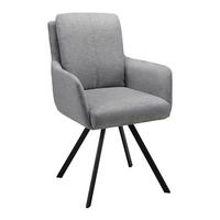Armlehnstuhl Marie Grau Webstoff Drehbar Gepolstert - Schwarz/Grau, MODERN, Holz/Textil (60/95,5/65cm) - Bessagi Home