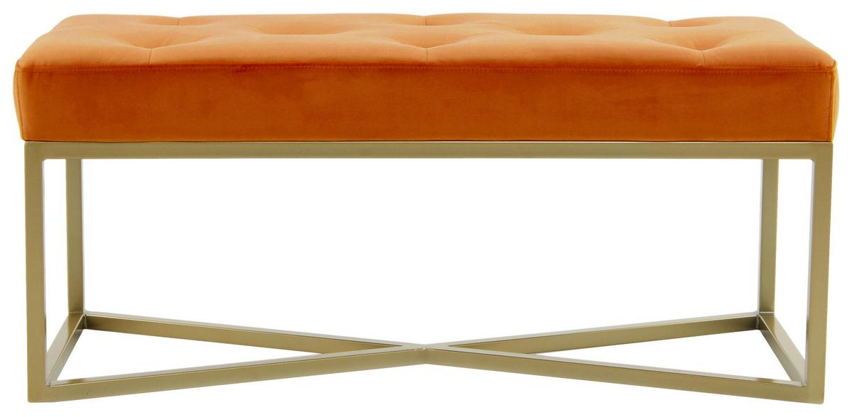 Hockerbank Cameron 125 - Goldfarben/Orange, Design, Holz/Holzwerkstoff (40/40/90cm) - Kayoom