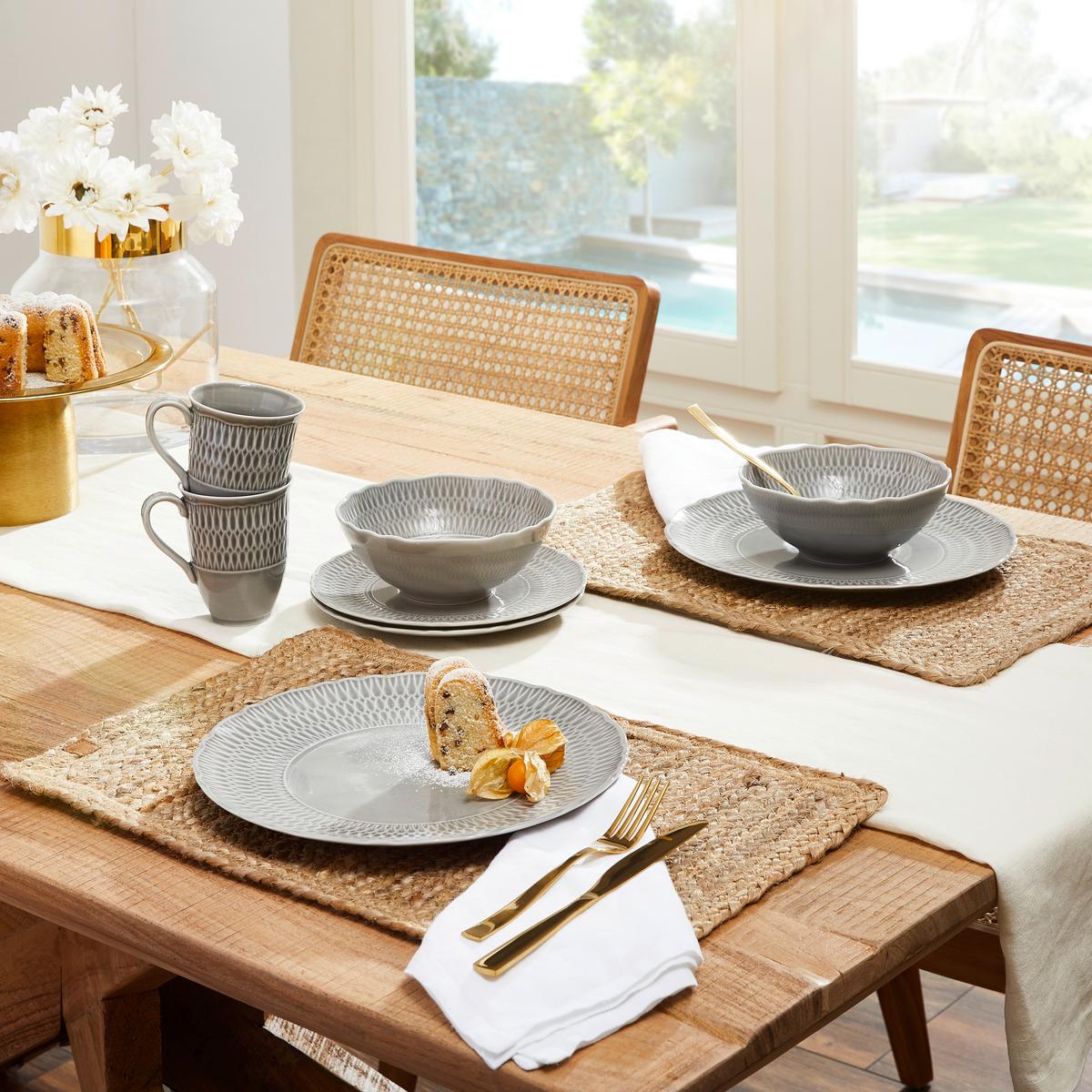 Kombiservice Sofia Stone in Grau, 8-teilig - Grau, Trend, Keramik (39,5/43/37cm) - Creatable