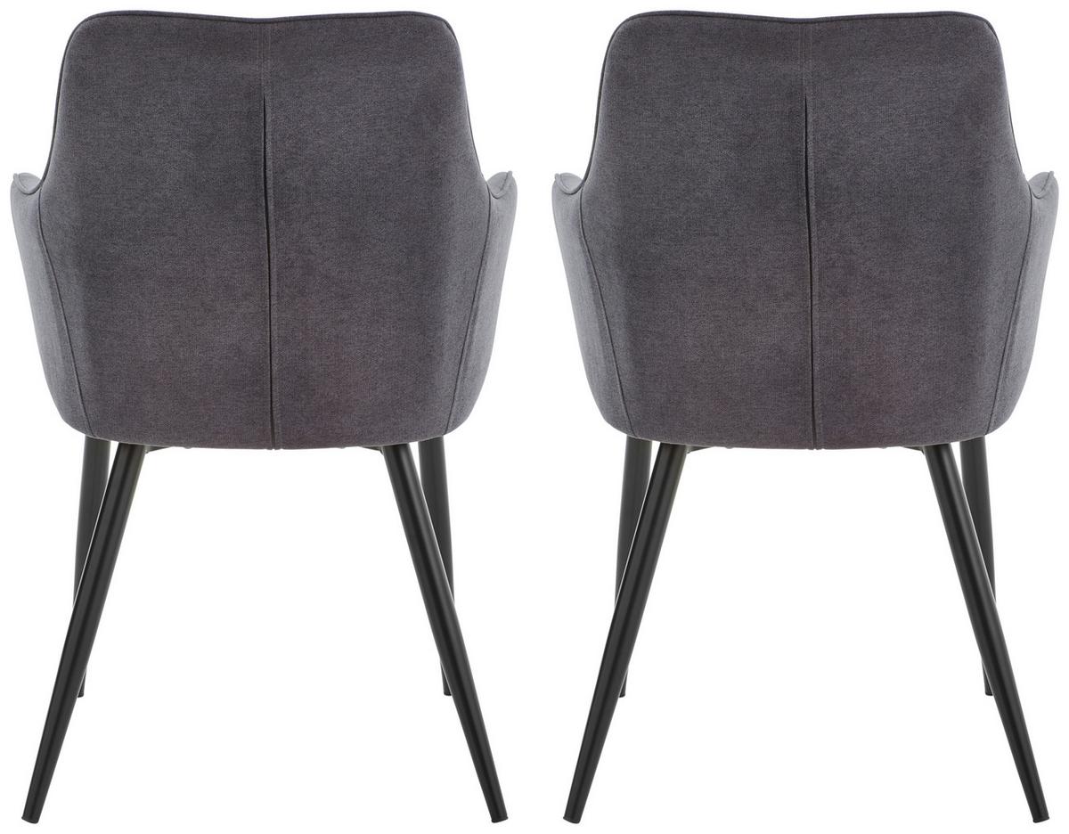 ZESTAW KRZESEŁ Z PODŁOKIETNIK. ERNA - czarny/szary, Konventionell, metal/tkanina (59/88,5/60,5cm) - Livetastic