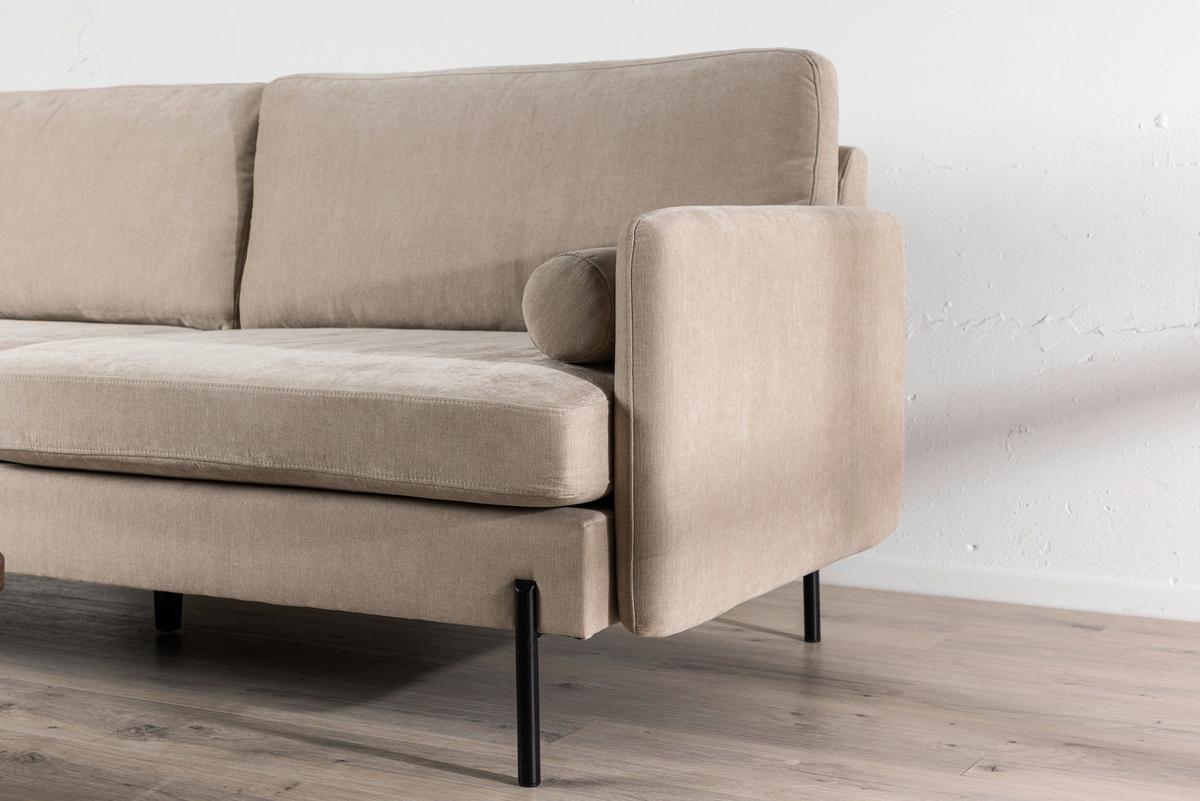 2-SITZER-SOFA ANTIBES - Beige/Schwarz, Design, Textil/Metall (209.5/86/87cm) - Livetastic
