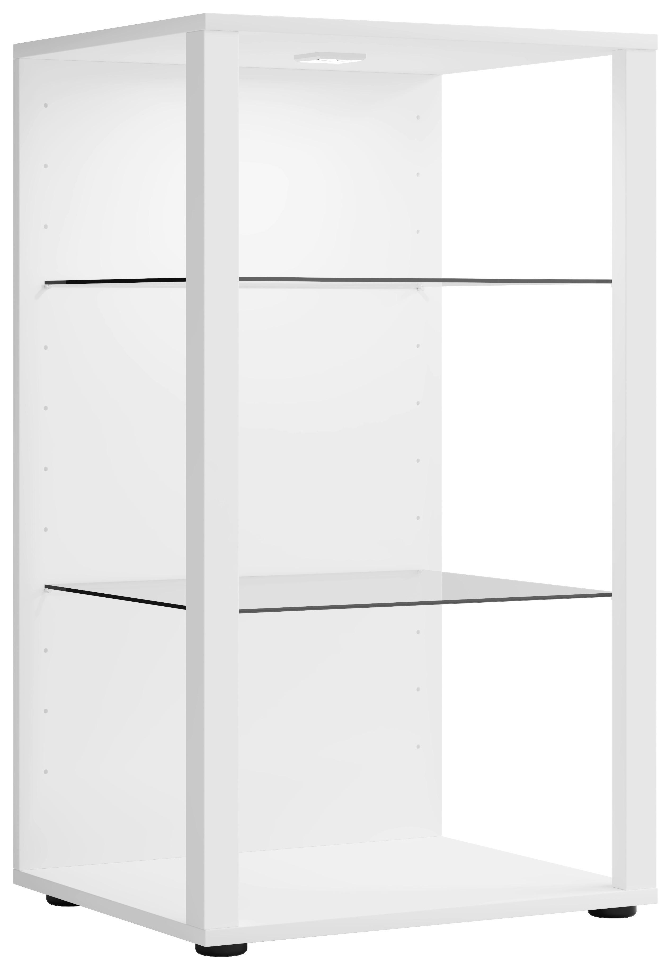 Vitrina Glasol Xxl, Bela - črna/bela, Moderno, umetna masa/steklo (52/90/44cm) - MID.YOU
