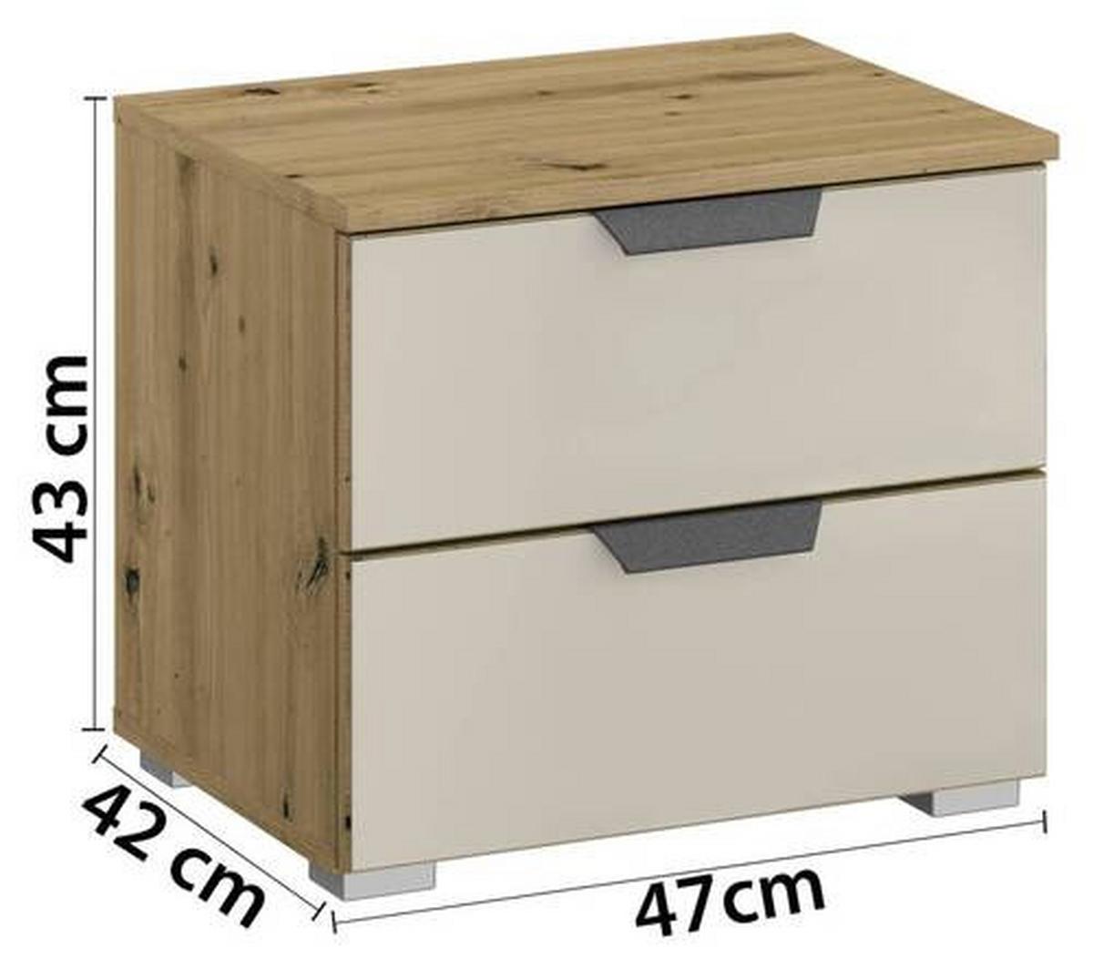 Noćni Ormarić Artemis - siva/hrast Artisan, Moderno, staklo/drvni materijal (47/43/42cm) - Modern Living