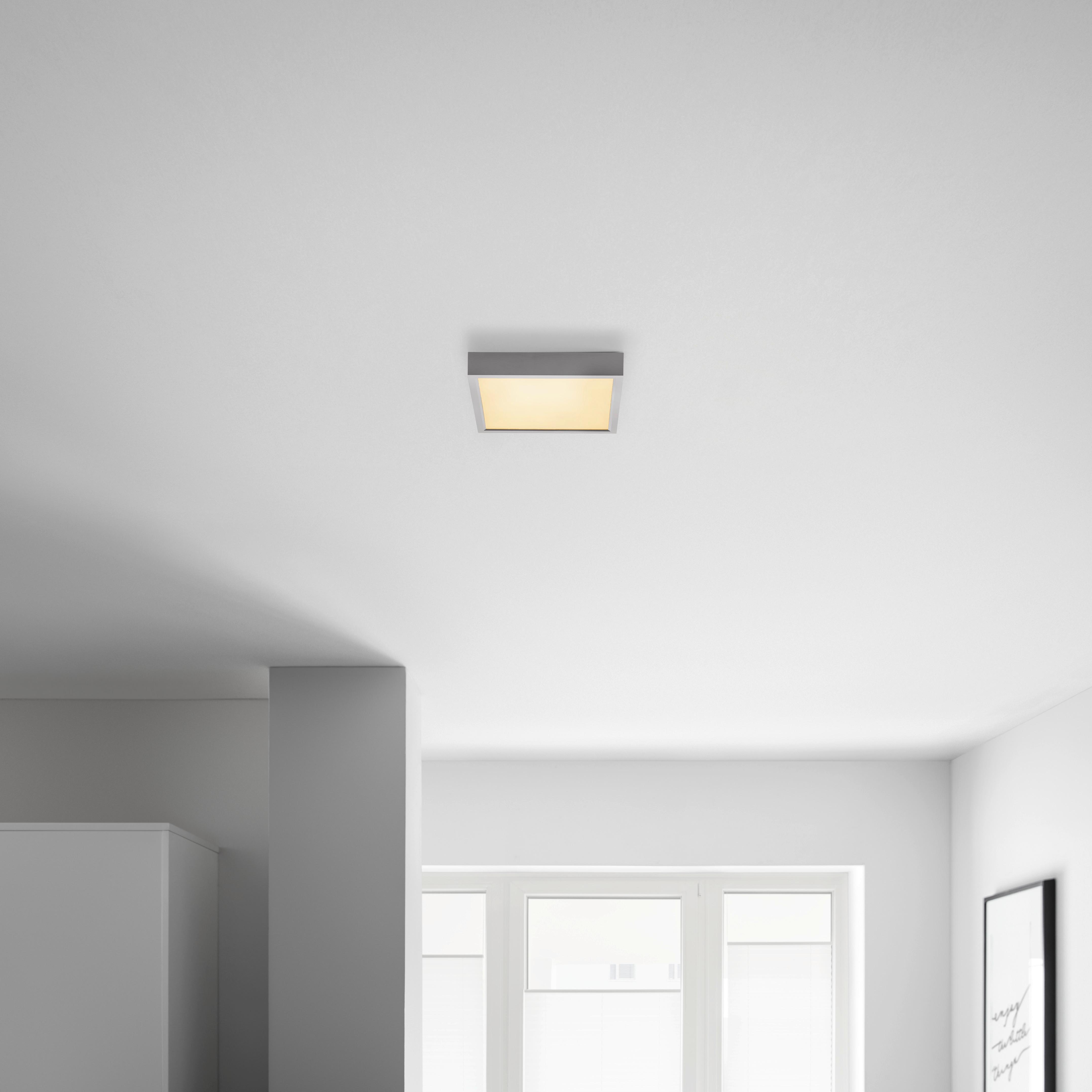 Led Mennyezeti Lámpa Fridolin 22,5/22,5cm - ezüstszínű, Romantik / Landhaus, műanyag (22,5/22,5/3,6cm) - Modern Living
