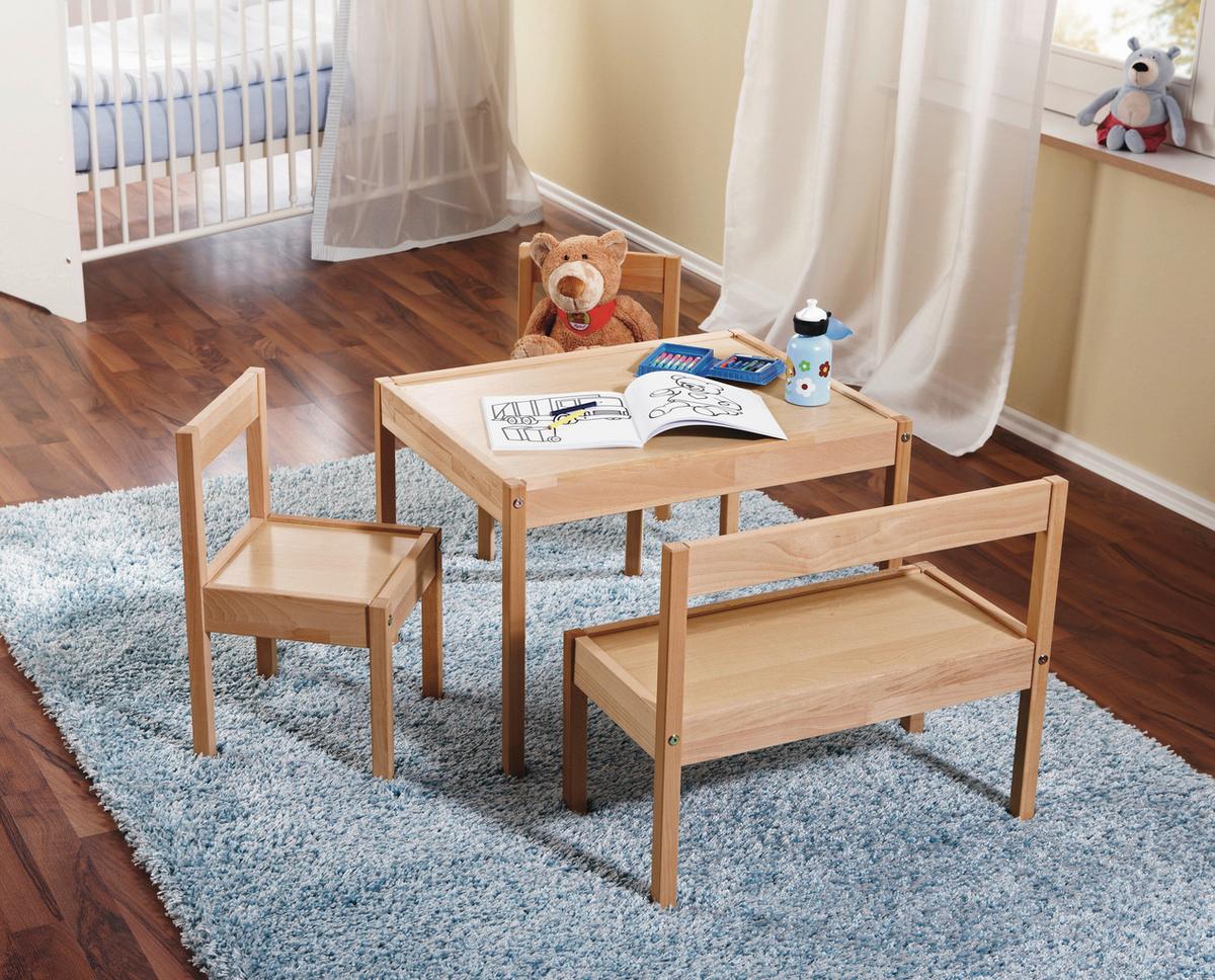 ZESTAW DO SIEDZENIA DLA DZIECI MAX - buk twardzielowy, Basics, drewno - My Baby Lou