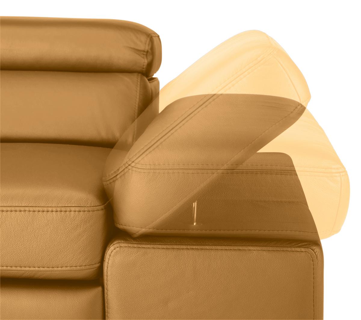 Wohnlandschaft Carmen links Senfgelb - Senfgelb/Schwarz, MODERN, Leder/Holz (292/72/226cm) - Premium Living