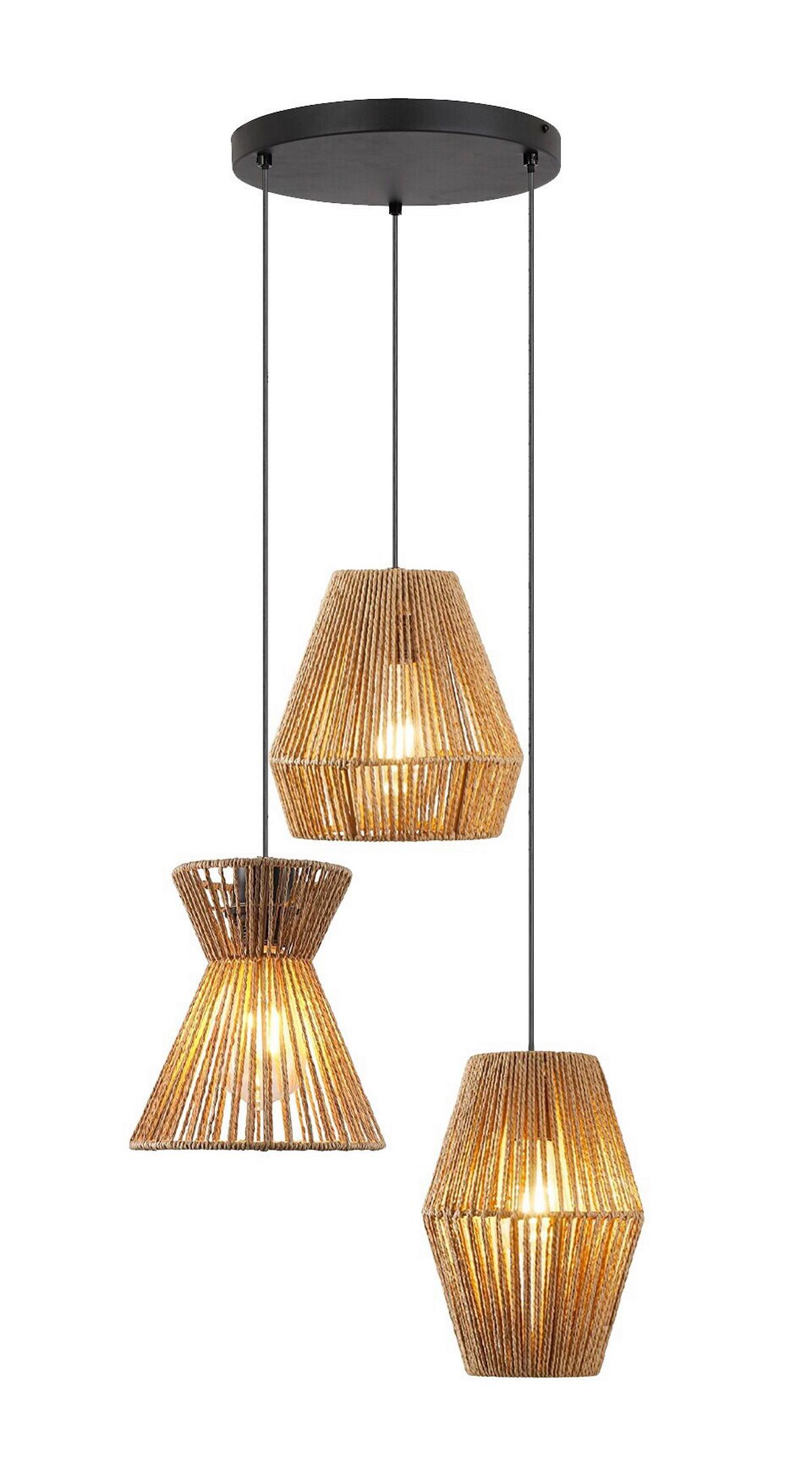 Hängeleuchte Naturm in Naturfarben max. 25 Watt - Schwarz/Naturfarben, KONVENTIONELL, Papier/Metall (44/120cm) - Mömax