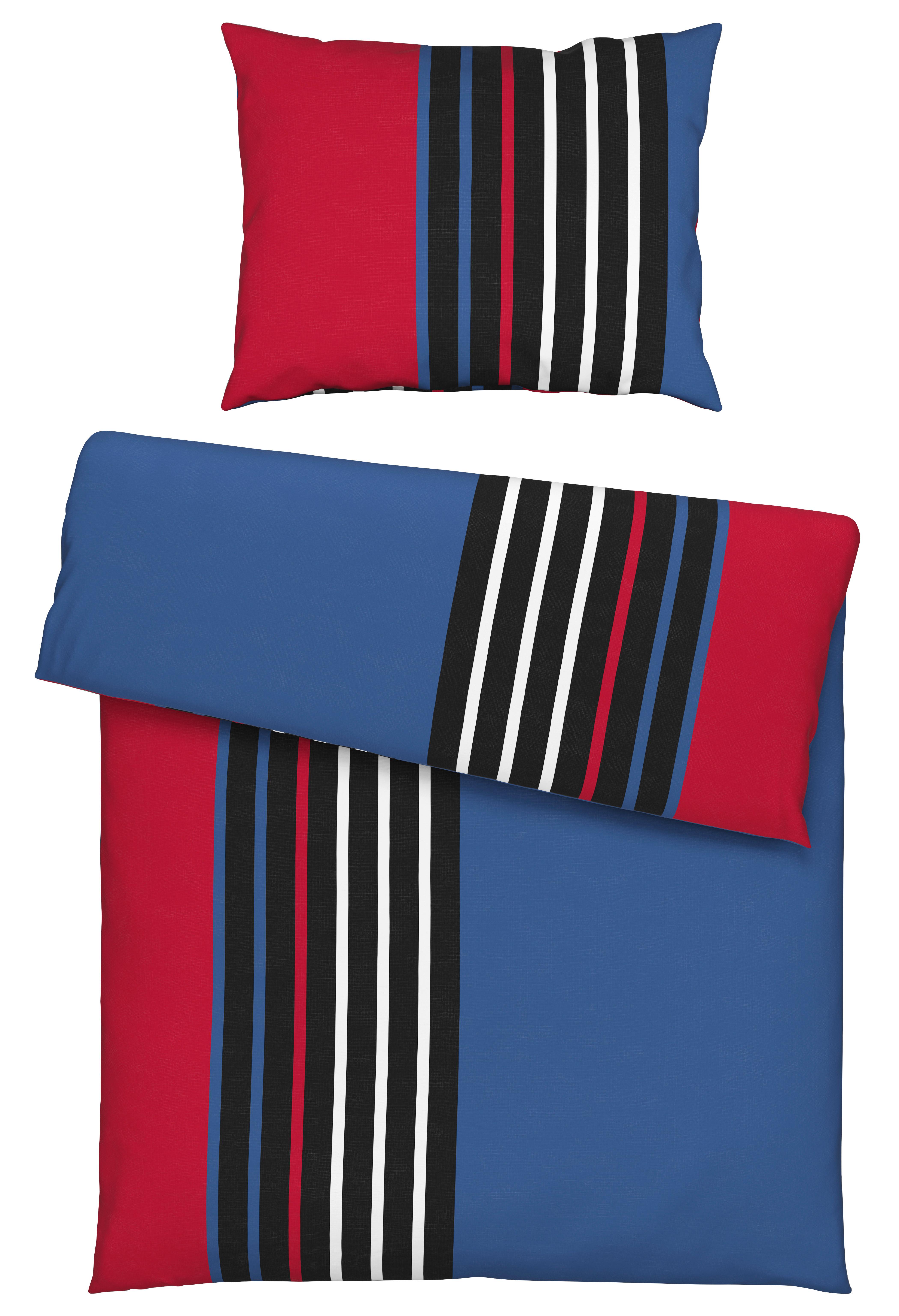 BETTWÄSCHESET ANTON - Blau/Rot, Konventionell, Textil (160/210cm) - Modern Living