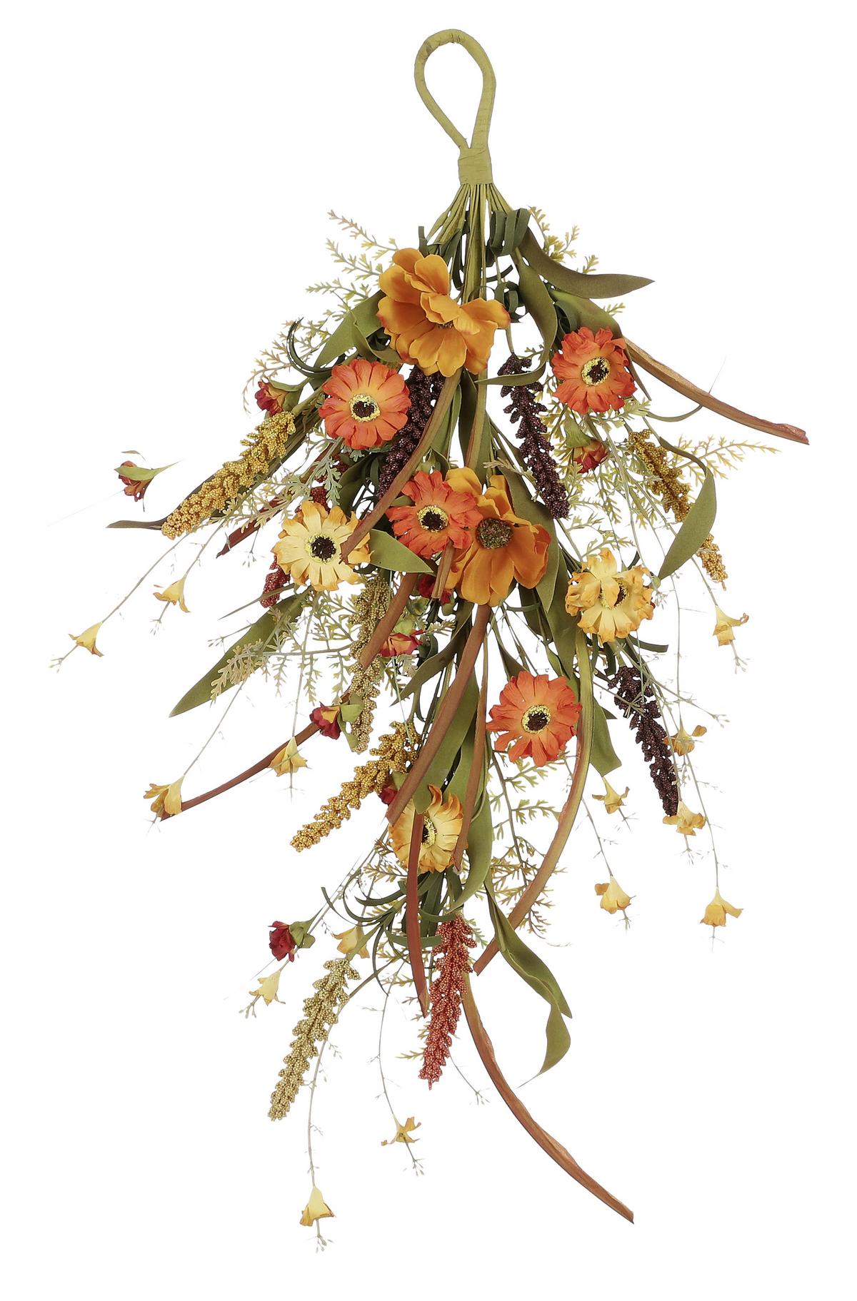 Dekozweig Annika - Gelb/Orange, KONVENTIONELL, Kunststoff (32/65/5cm)