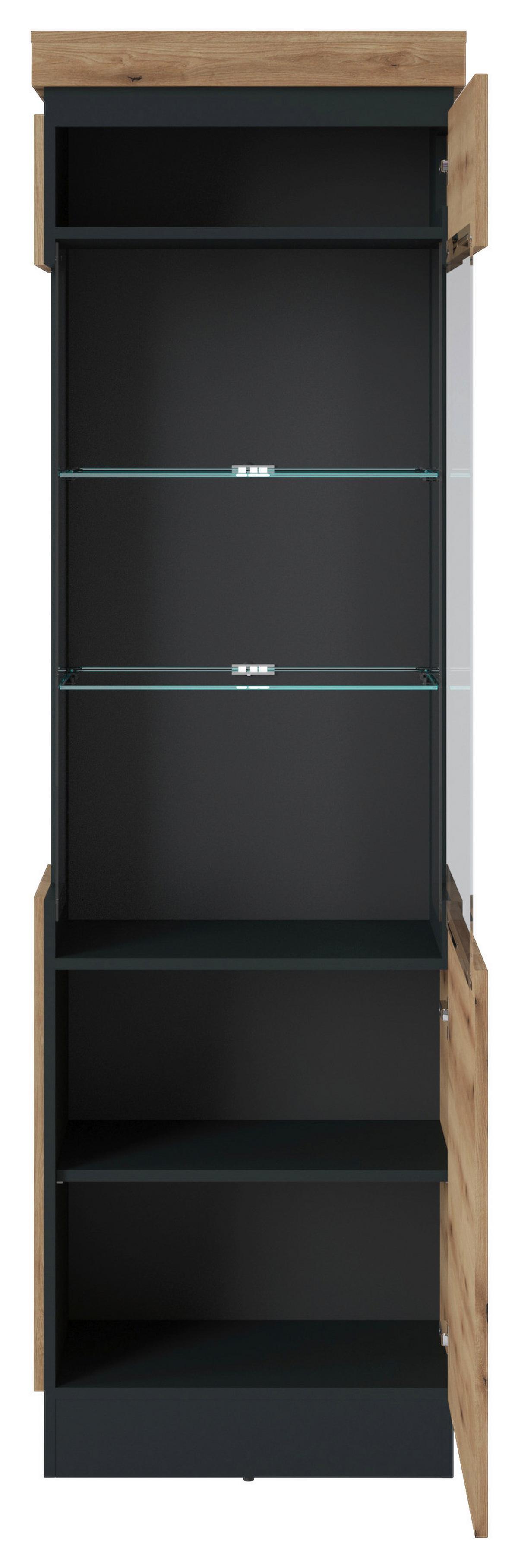 Vitrina Corte - siva/boje hrasta, Trend, staklo/drvni materijal (60,1/200,5/40cm) - Modern Living