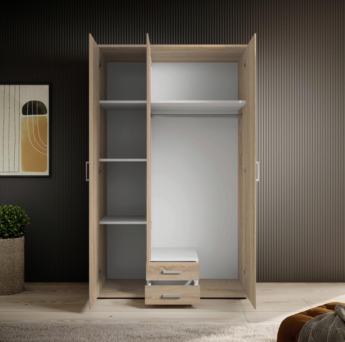 Drehtürenschrank Olli Sonoma Eiche - Alufarben/Sonoma Eiche, Basics, Glas/Holzwerkstoff (120/196/54cm) - Based