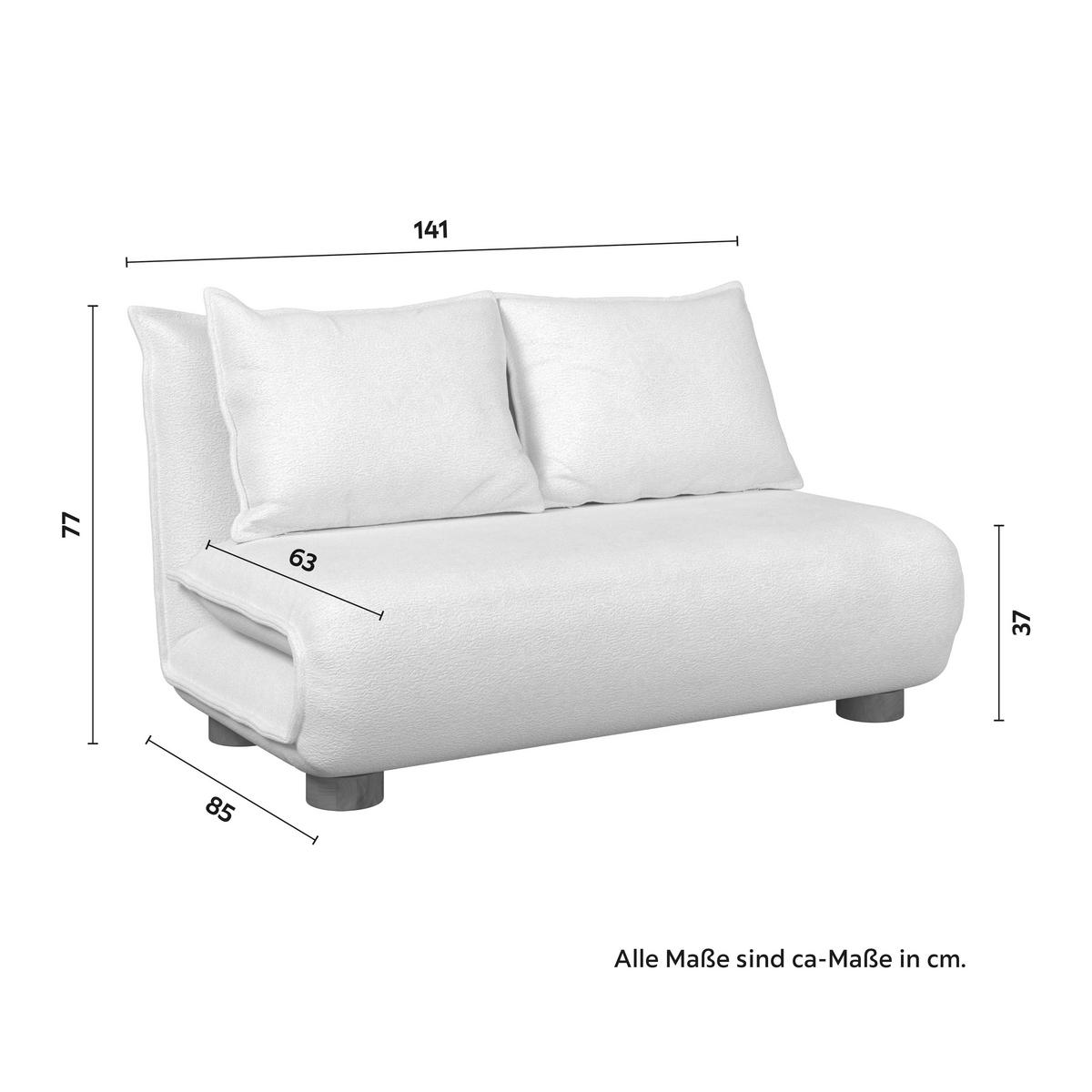Schlafsofa Bella Weiß Bouclé - Weiß/Naturfarben, MODERN, Holz/Textil (141/77/85cm) - Bessagi Home