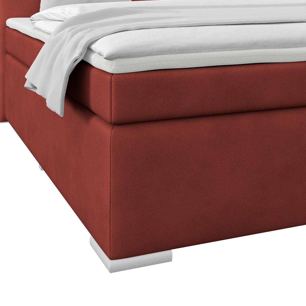 Boxspring Krevet Mira 1 - tamno crvena, Basics, metal/tekstil (180/200cm)