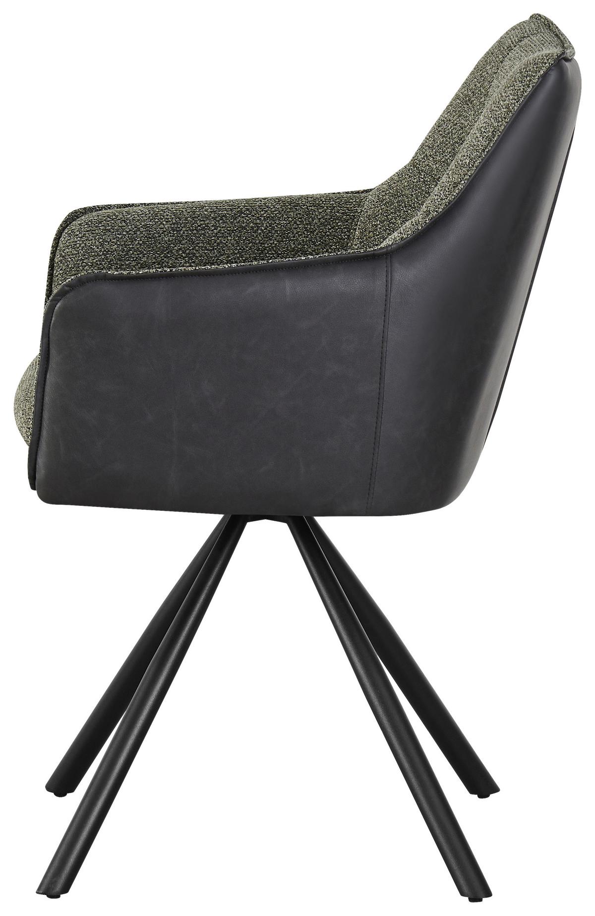 Scaun LEONY - verde/negru, Modern, lemn/metal (56/89/63cm) - Premium Living