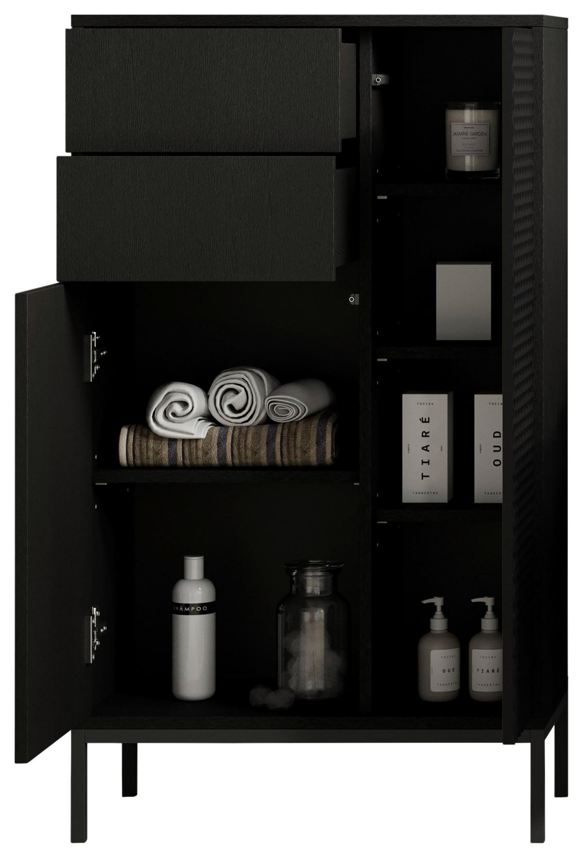 SZAFKA ŚREDNIA BERLIN - czarny, Modern, materiał drewnopochodny/metal (60/106/32cm) - MID.YOU