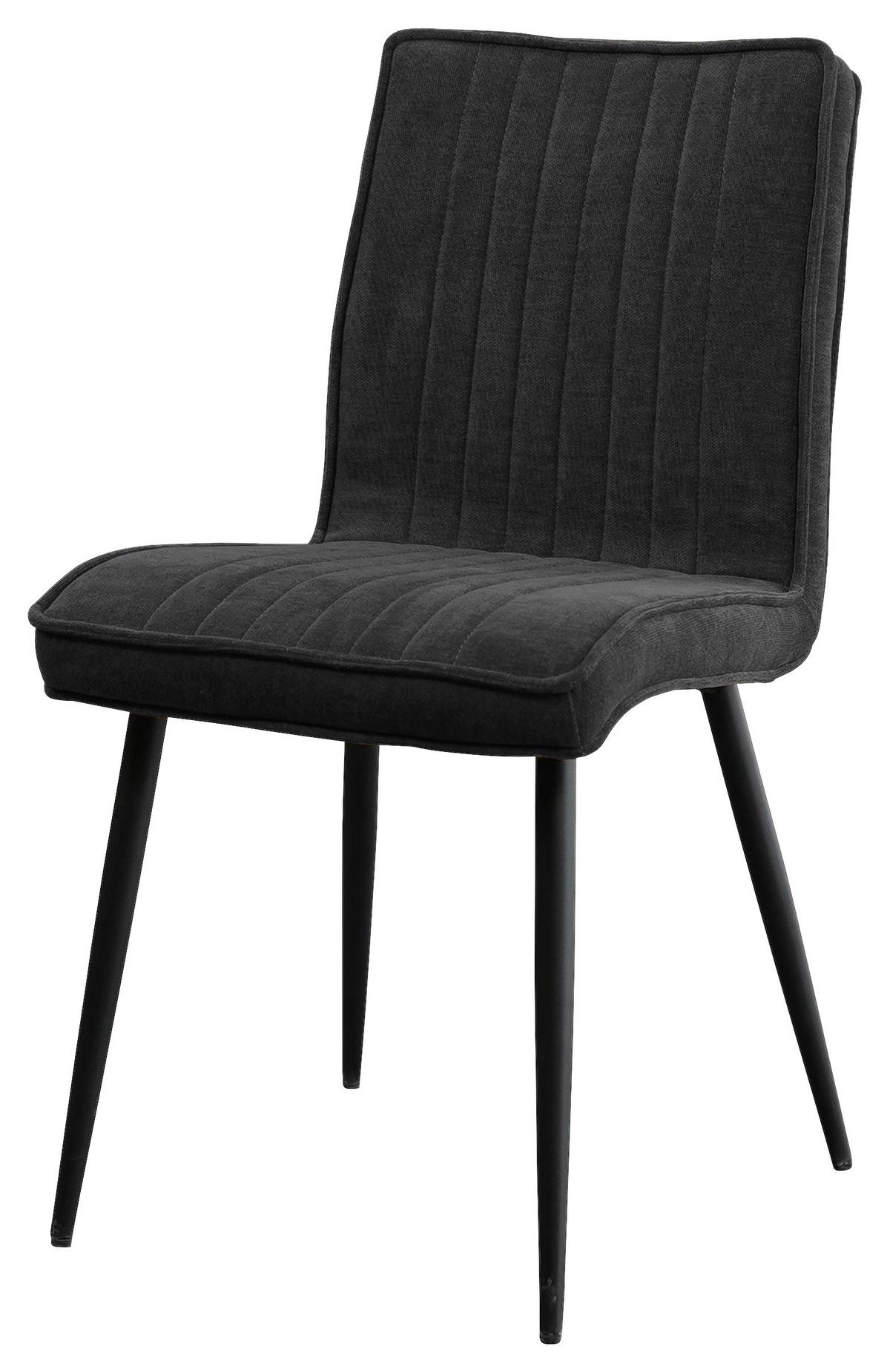 Stuhl Lena in Schwarz - Schwarz/Grau, Modern, Holz/Textil (43/86/57cm) - Mömax