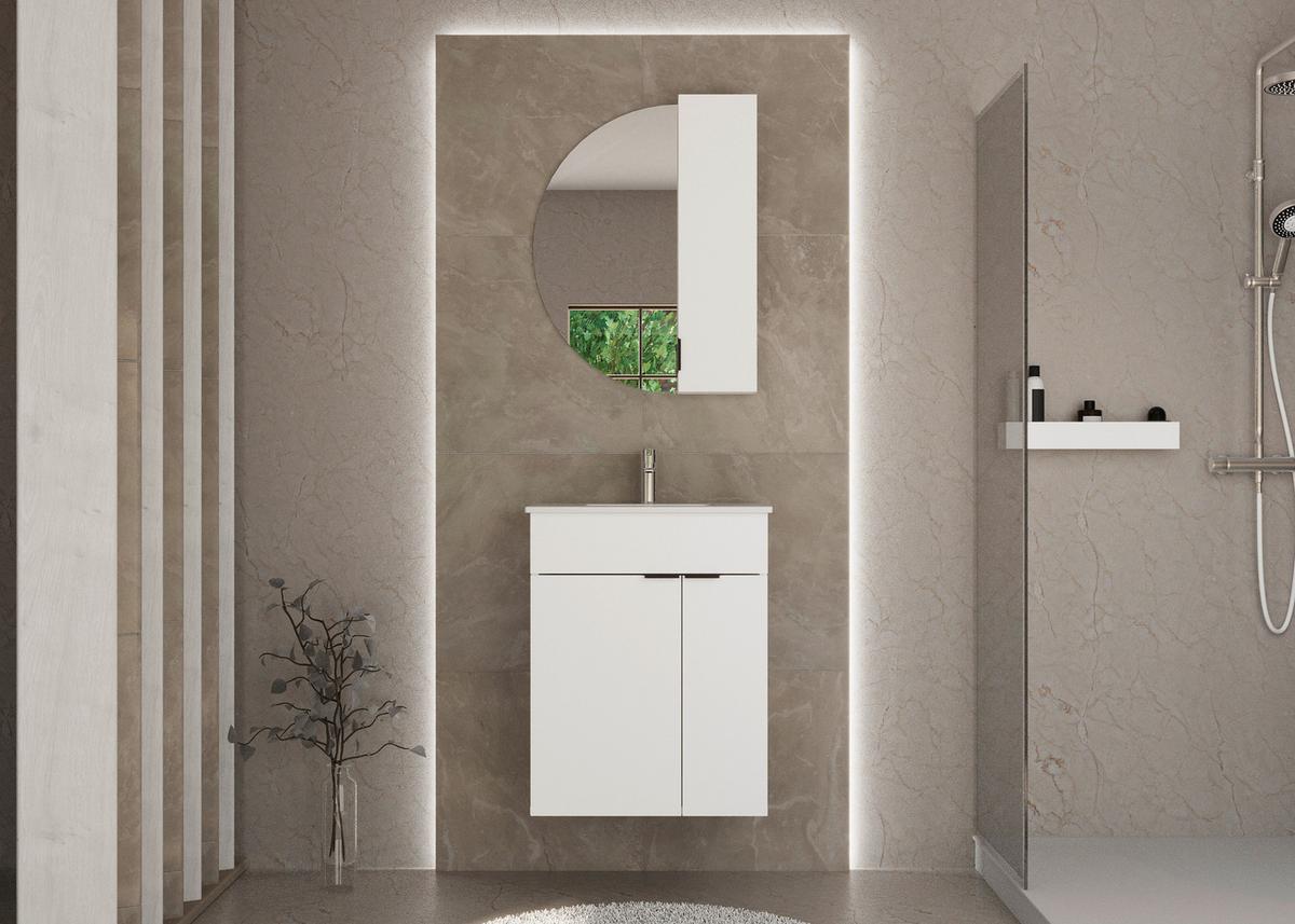 Waschtischkombi Napoli Weiß - Schwarz/Weiß, MODERN, Keramik/Holzwerkstoff (60/78/46cm) - Mömax