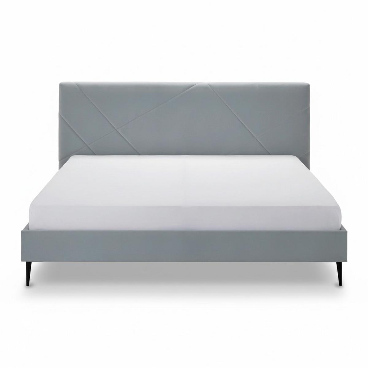 ŁÓŻKO TAPICEROWANE ELENA - kolor naturalny/czarny, Modern, metal/drewno (180/200cm) - Bessagi Home