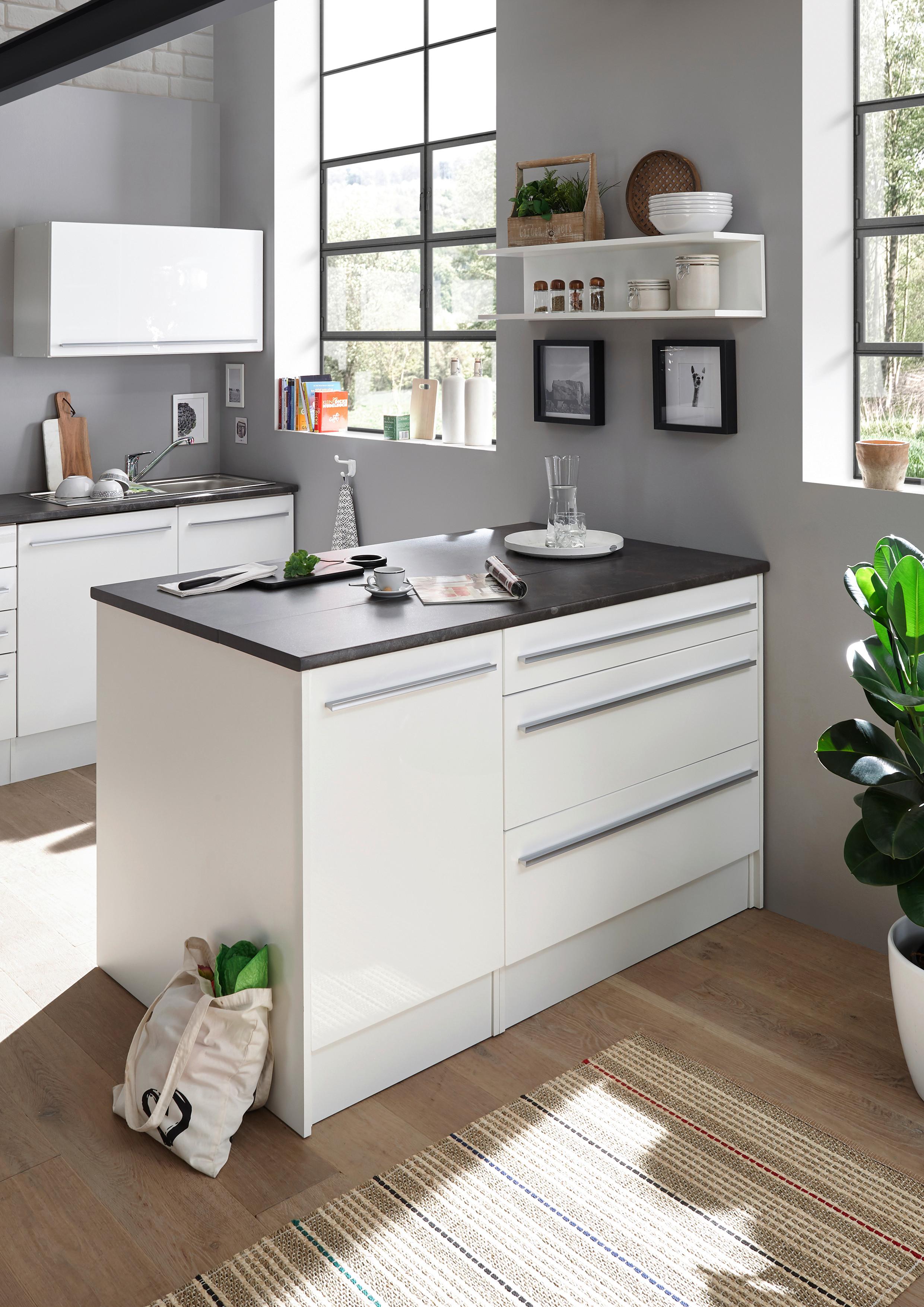 Kuhinjski Otok Jazz - bijela/tamno siva, Moderno, drvni materijal (140/90/90cm) - Mömax