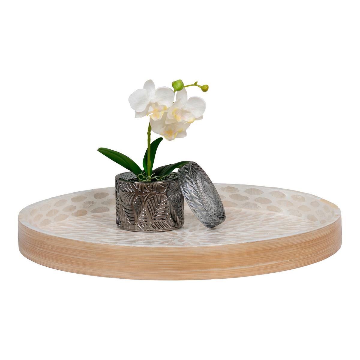 Serviertablett Tray Beige - Beige, Design, Holz/Keramik (40/3.5/40cm)