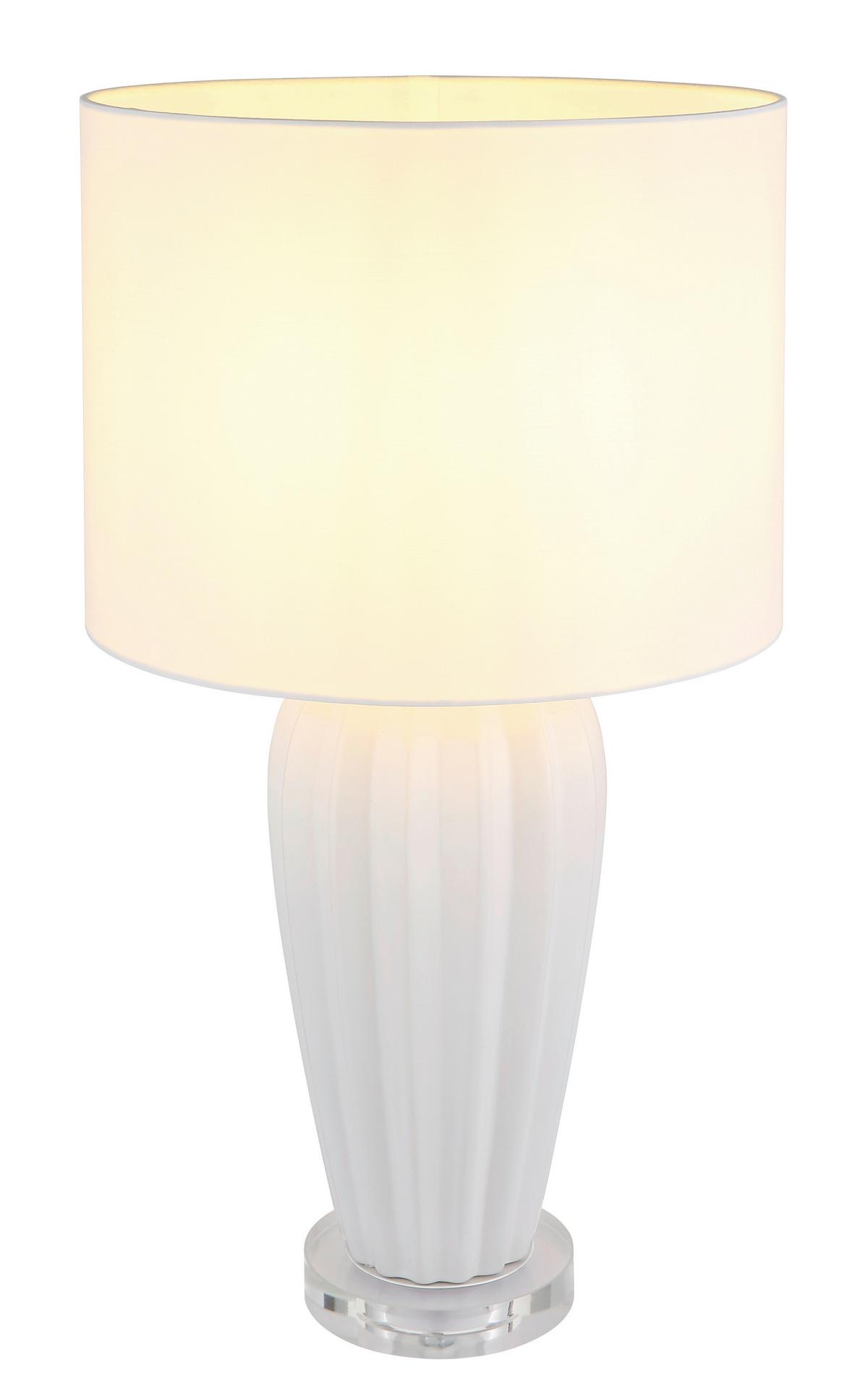 Tischleuchte Irina Weiß max. 40 Watt - Chromfarben/Weiß, KONVENTIONELL, Keramik/Textil (35/59cm) - Globo