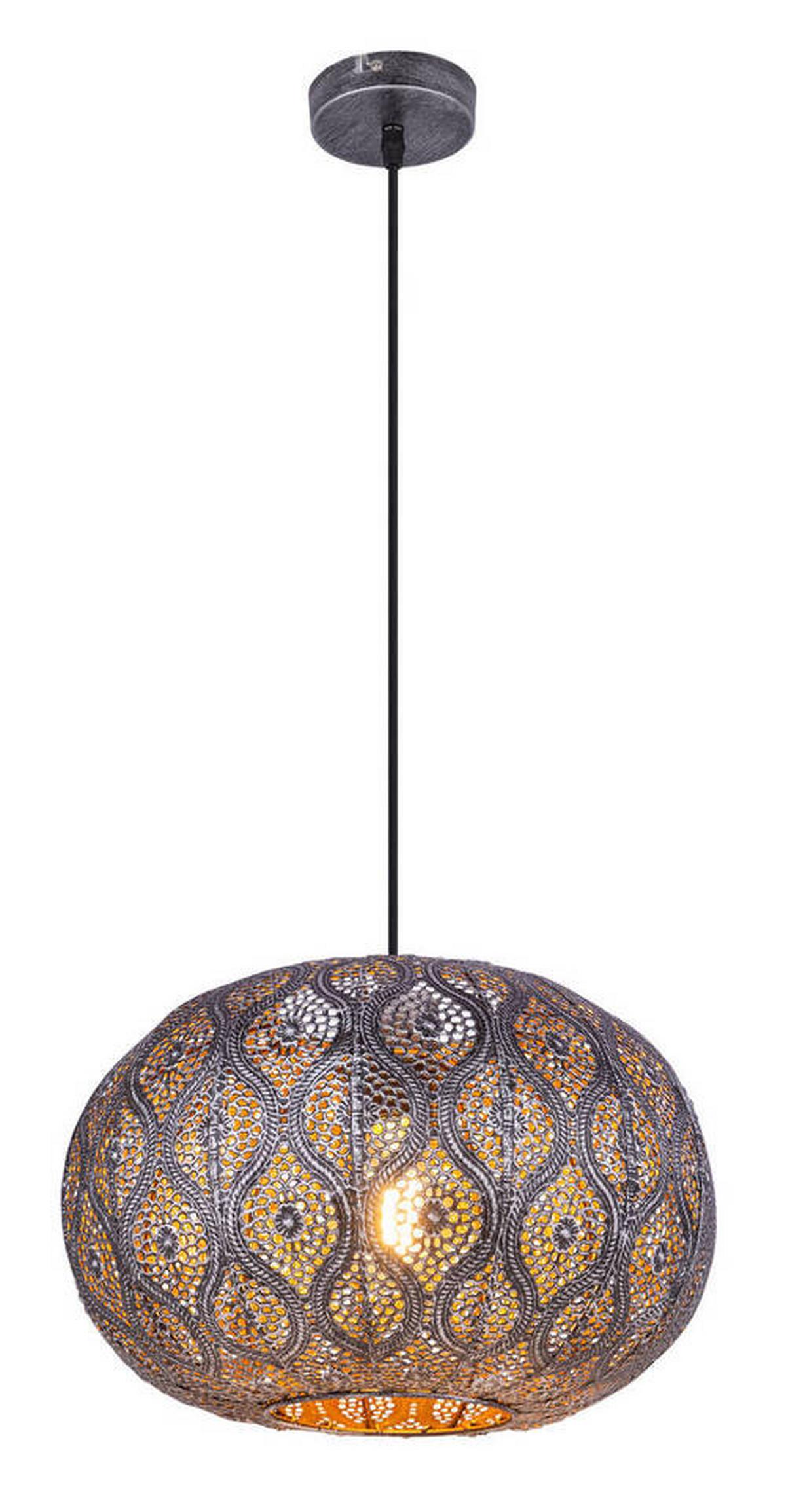 Hängeleuchte Solera Schwarz/Silberfarben max. 60 W - Silberfarben/Schwarz, Trend, Kunststoff/Metall (30/120cm) - Globo